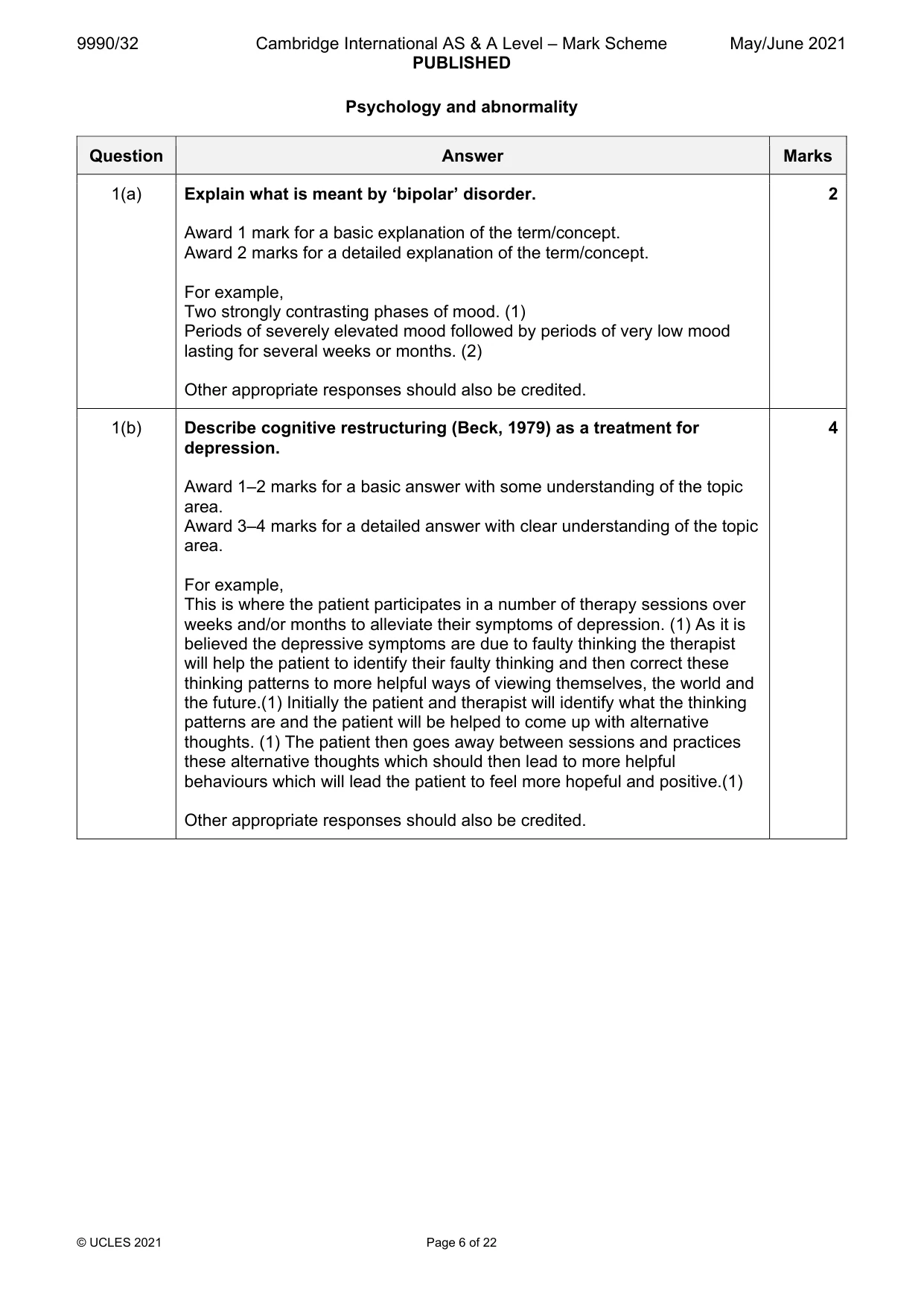 Mark scheme, page 6 of 22