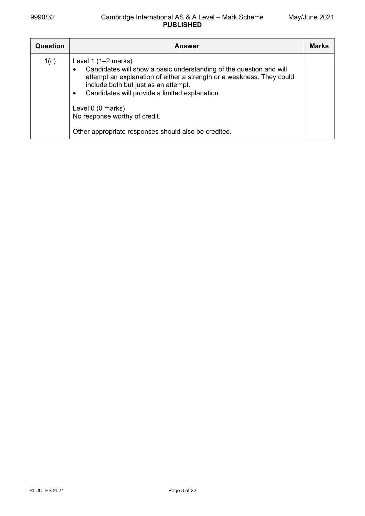 Mark scheme, page 8 of 22