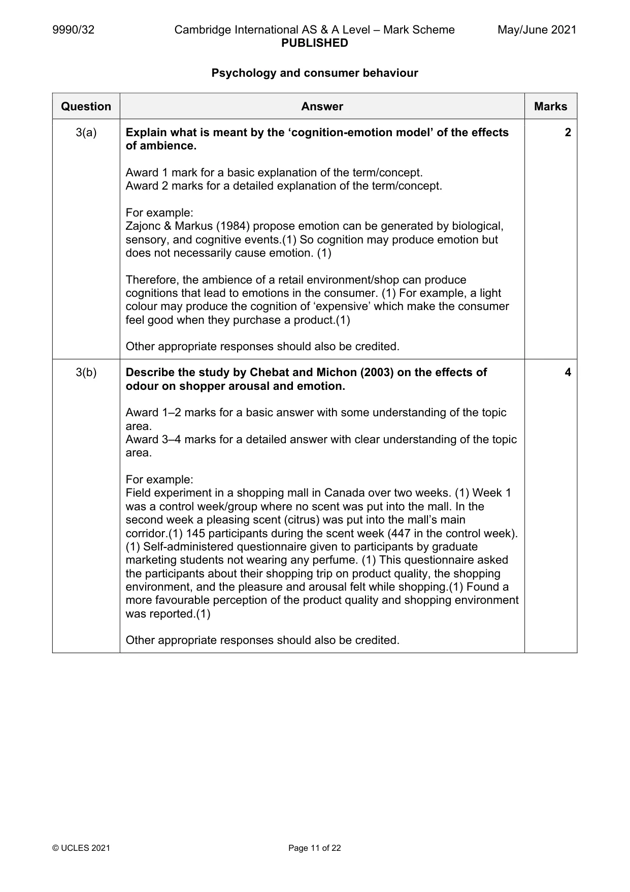 Mark scheme, page 11 of 22