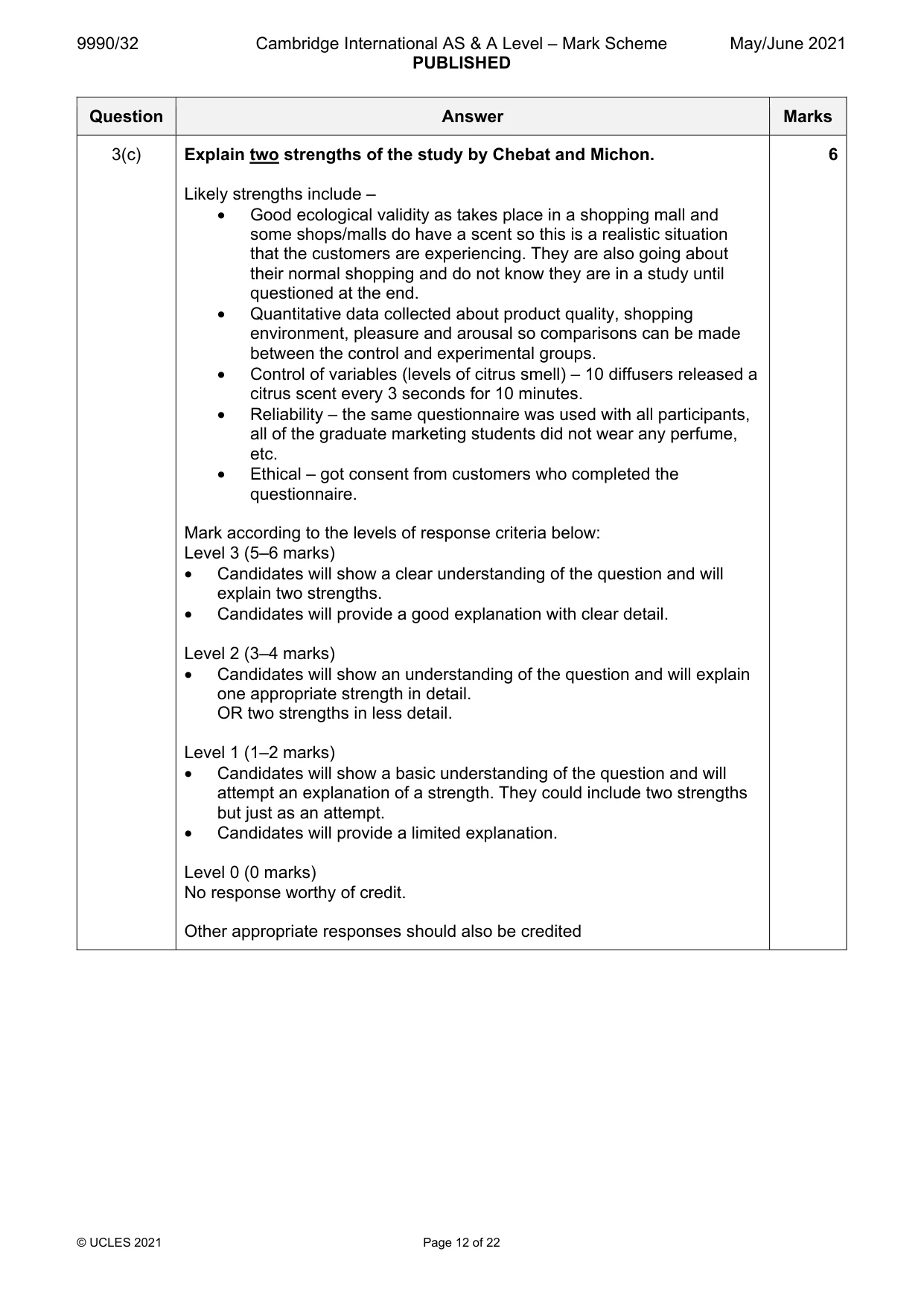 Mark scheme, page 12 of 22