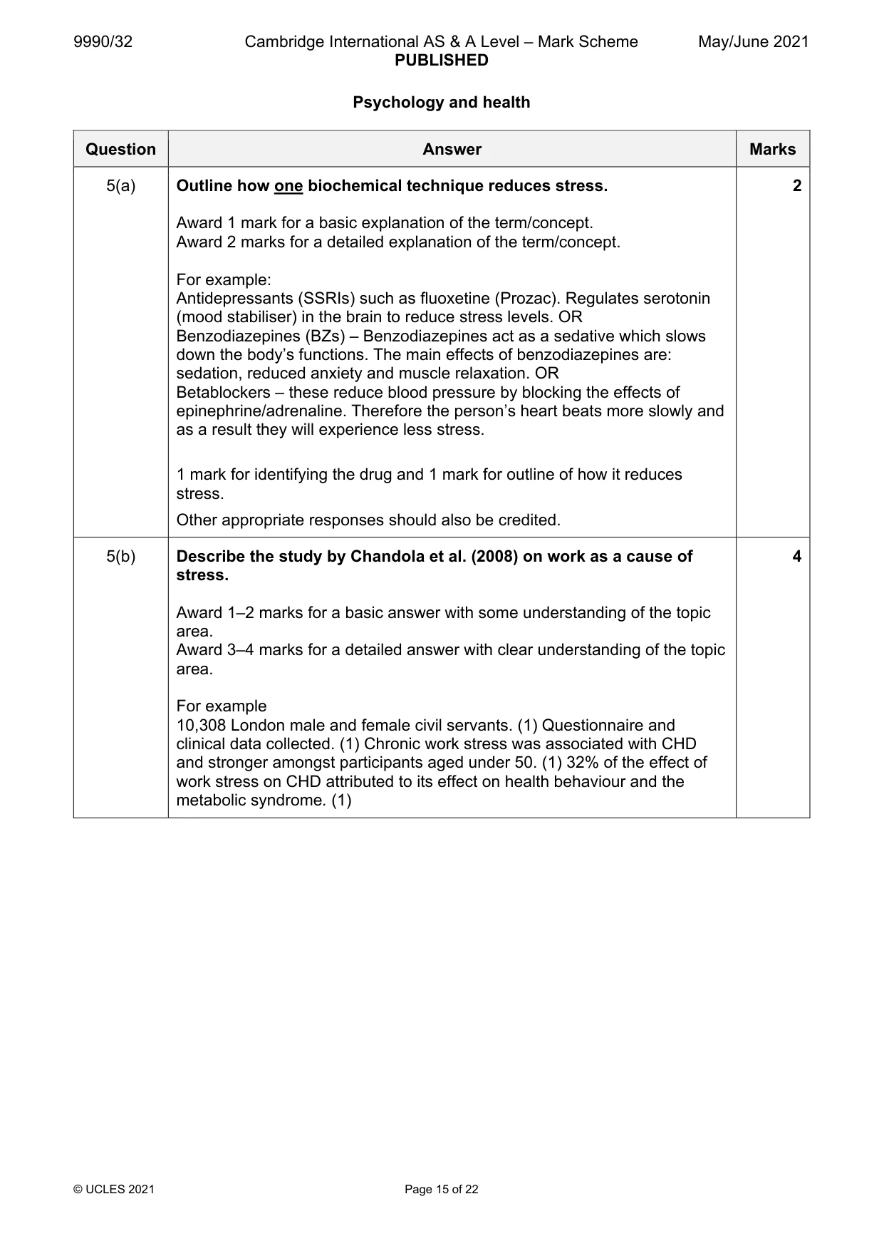 Mark scheme, page 15 of 22