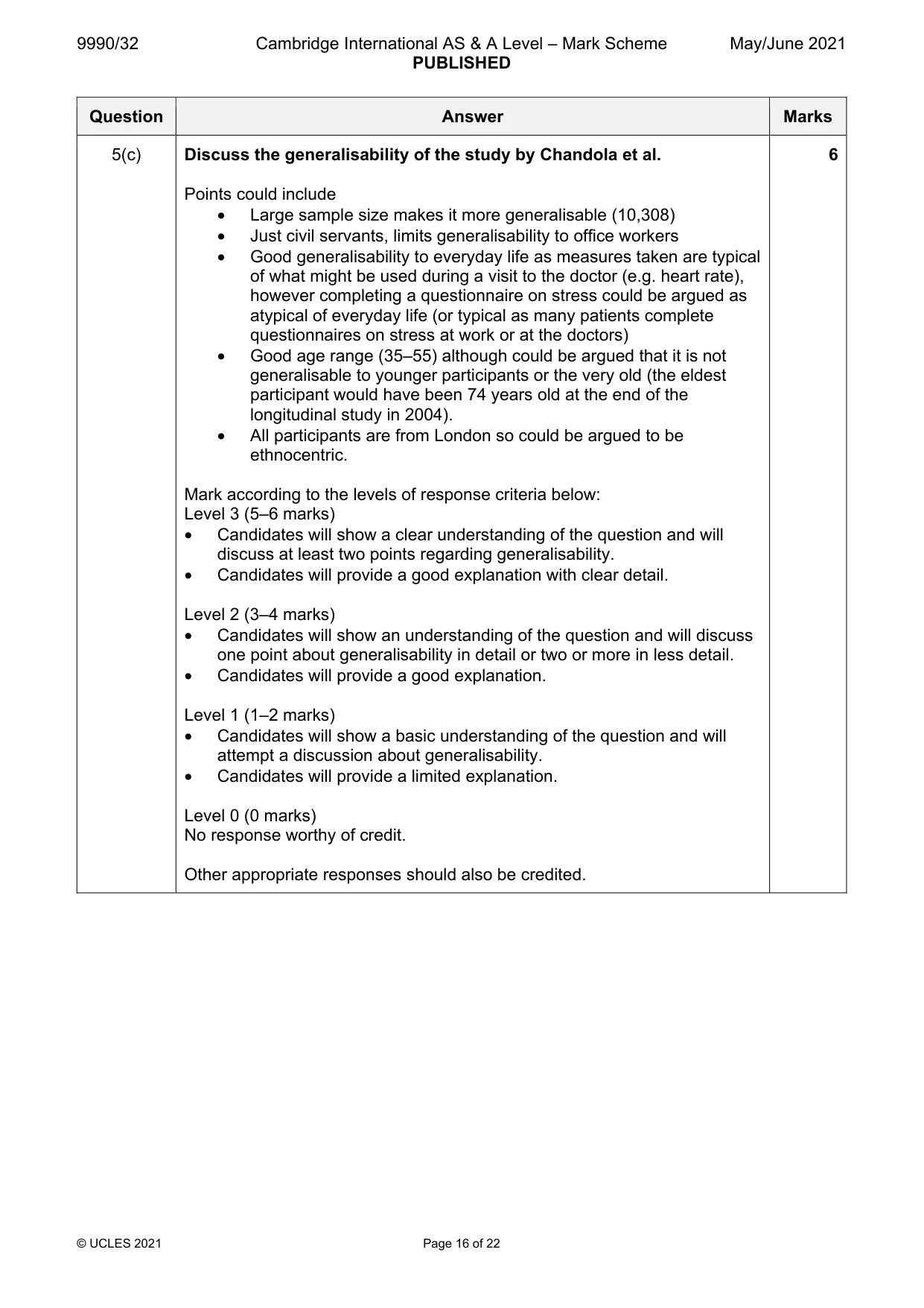 Mark scheme, page 16 of 22