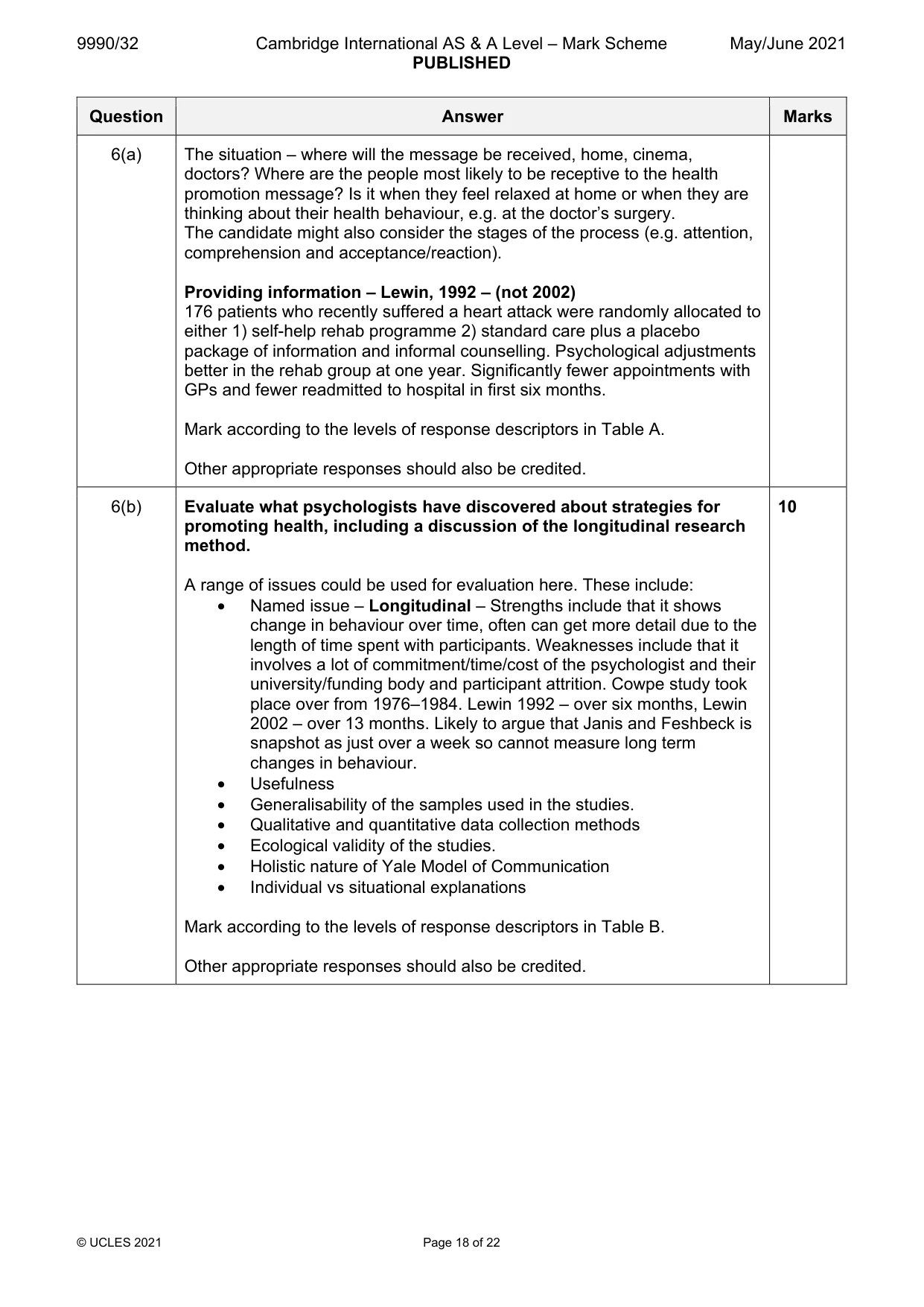 Mark scheme, page 18 of 22