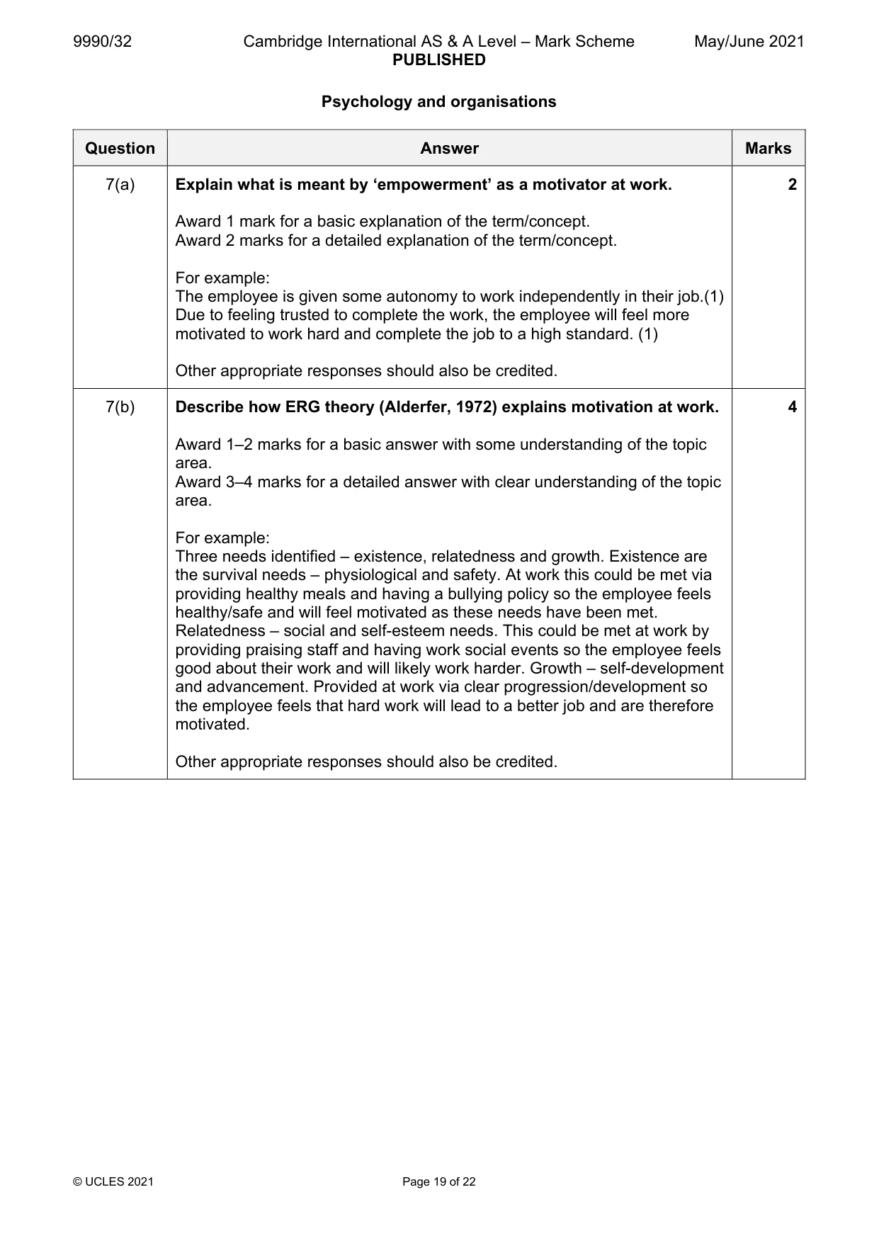 Mark scheme, page 19 of 22