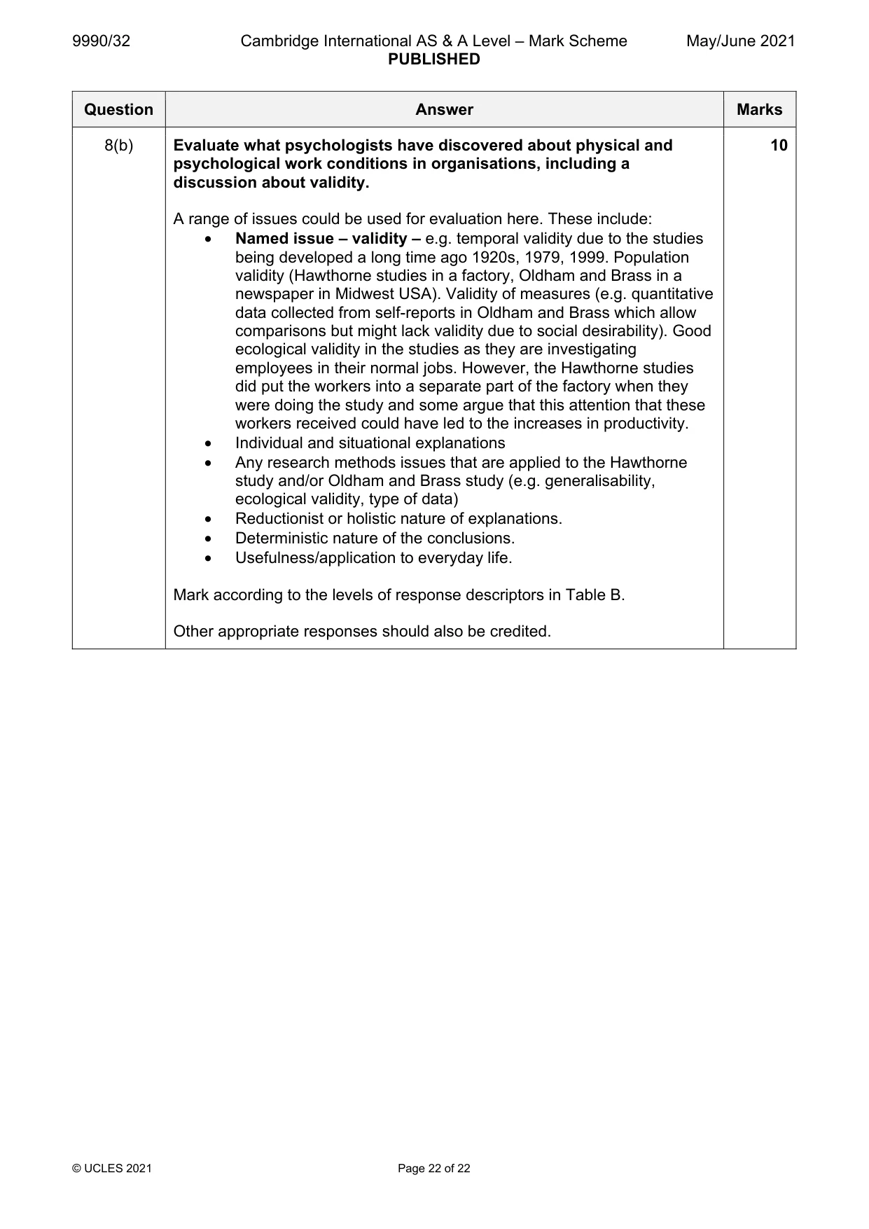 Mark scheme, page 22 of 22