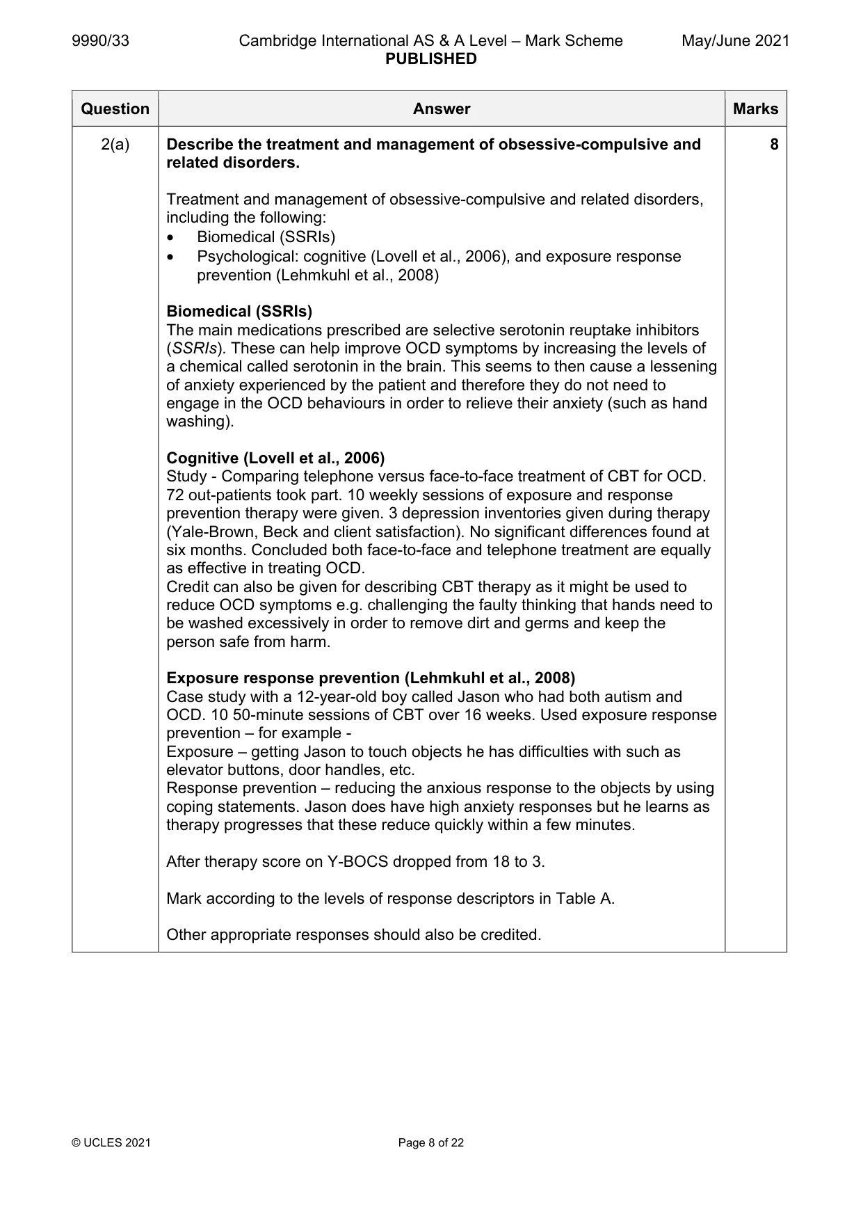 Mark scheme, page 8 of 22