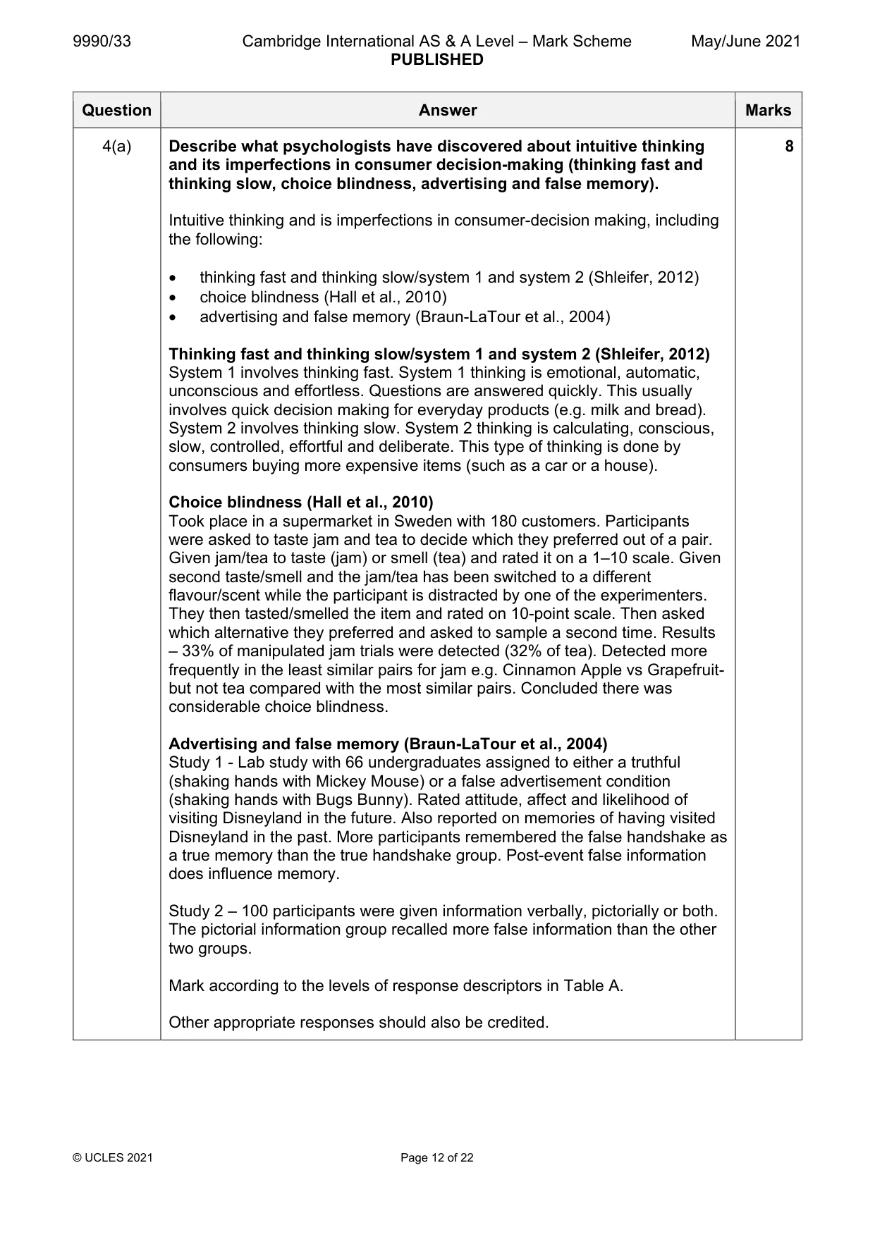 Mark scheme, page 12 of 22