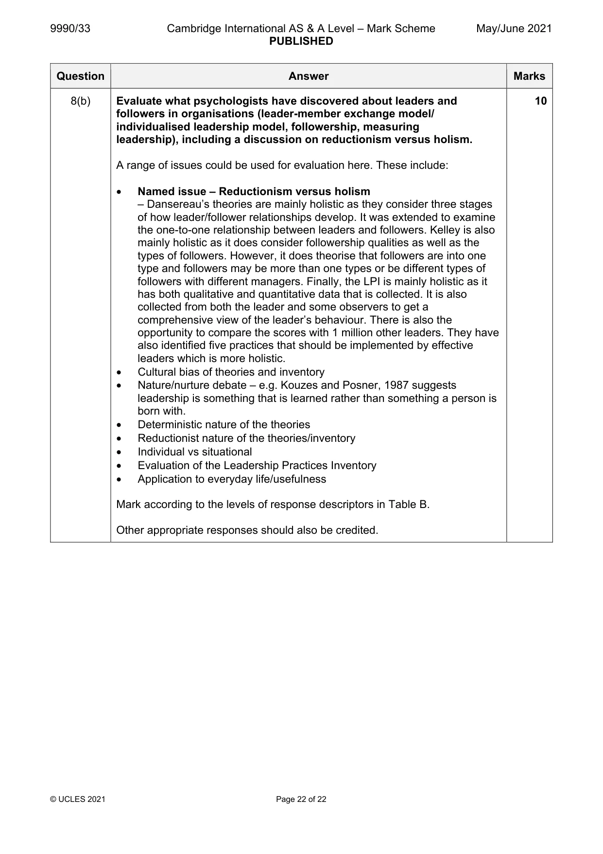 Mark scheme, page 22 of 22