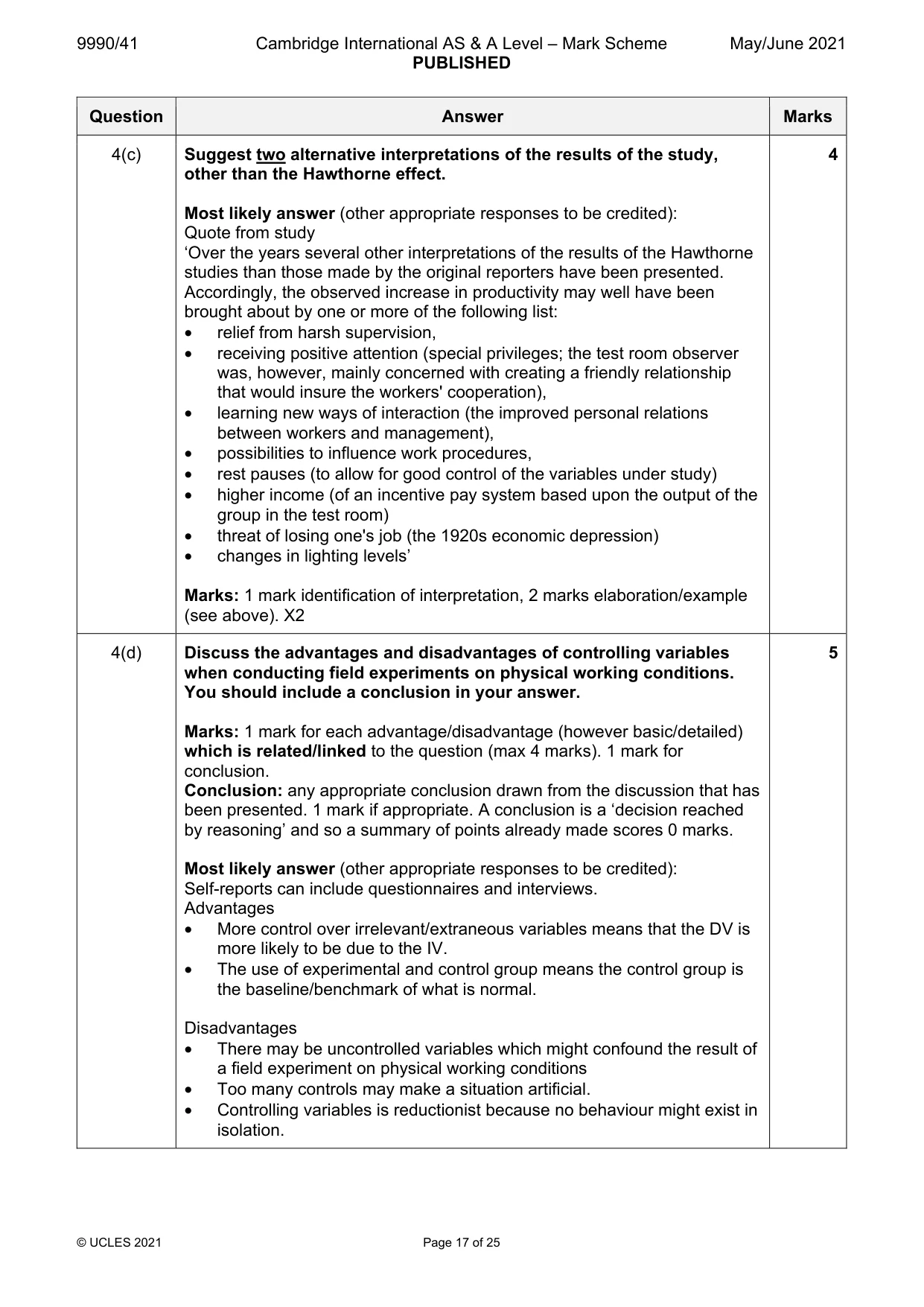 Mark scheme, page 17 of 25