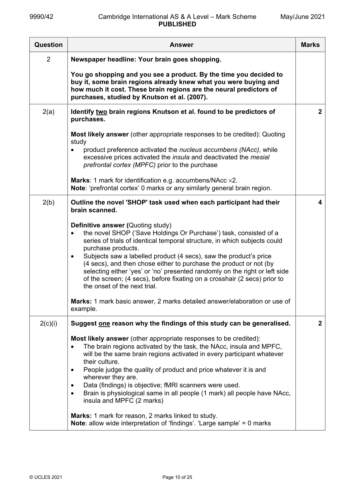 Mark scheme, page 10 of 25