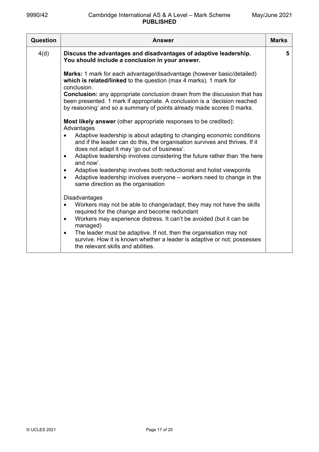 Mark scheme, page 17 of 25