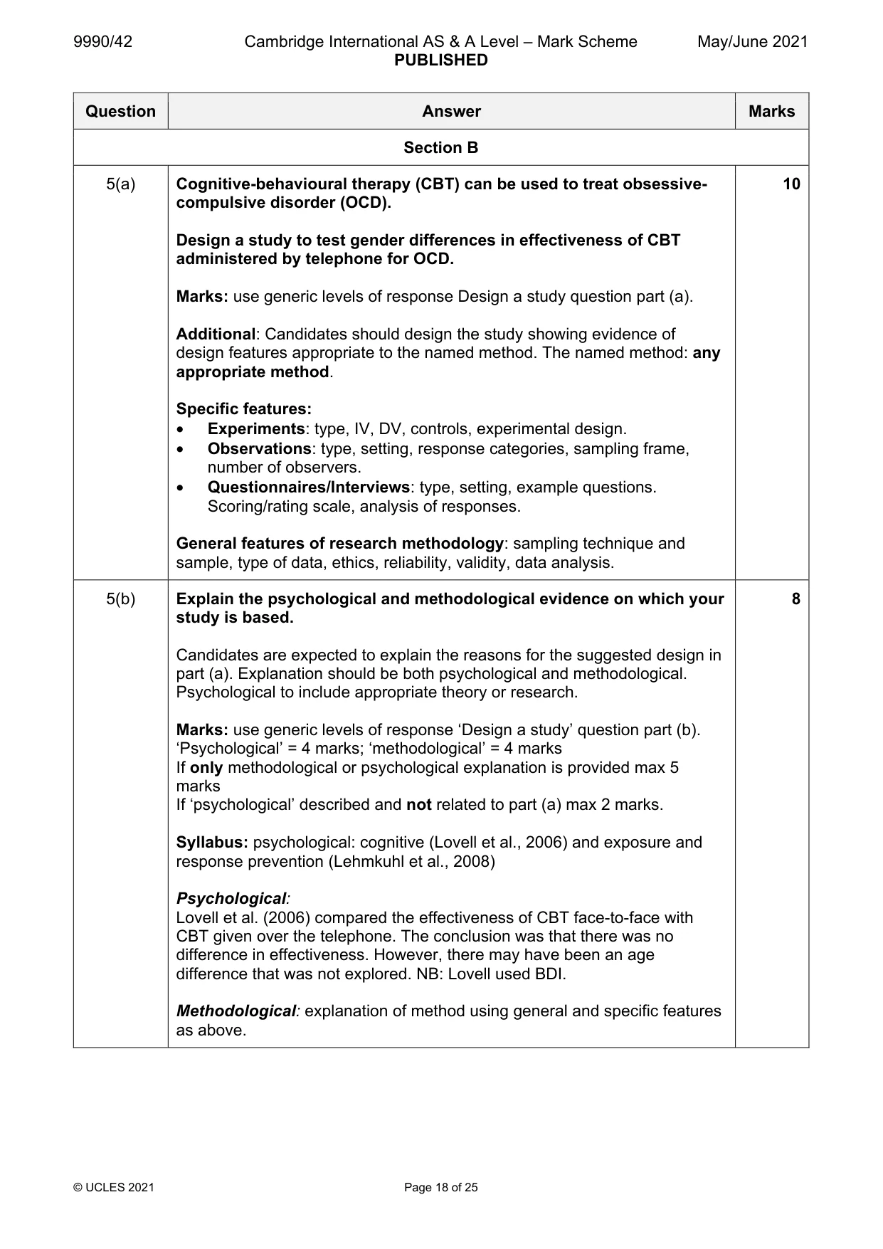 Mark scheme, page 18 of 25