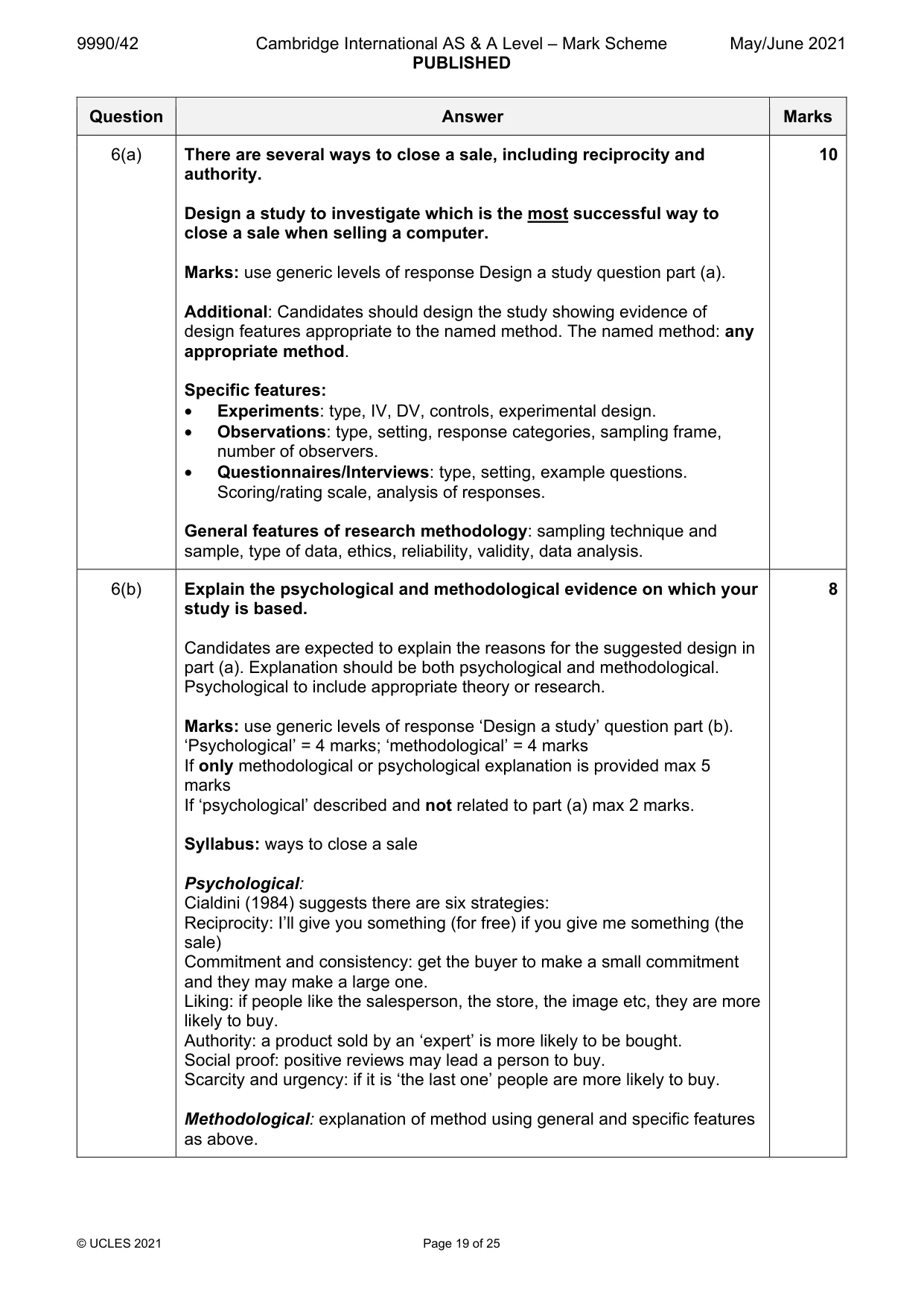 Mark scheme, page 19 of 25