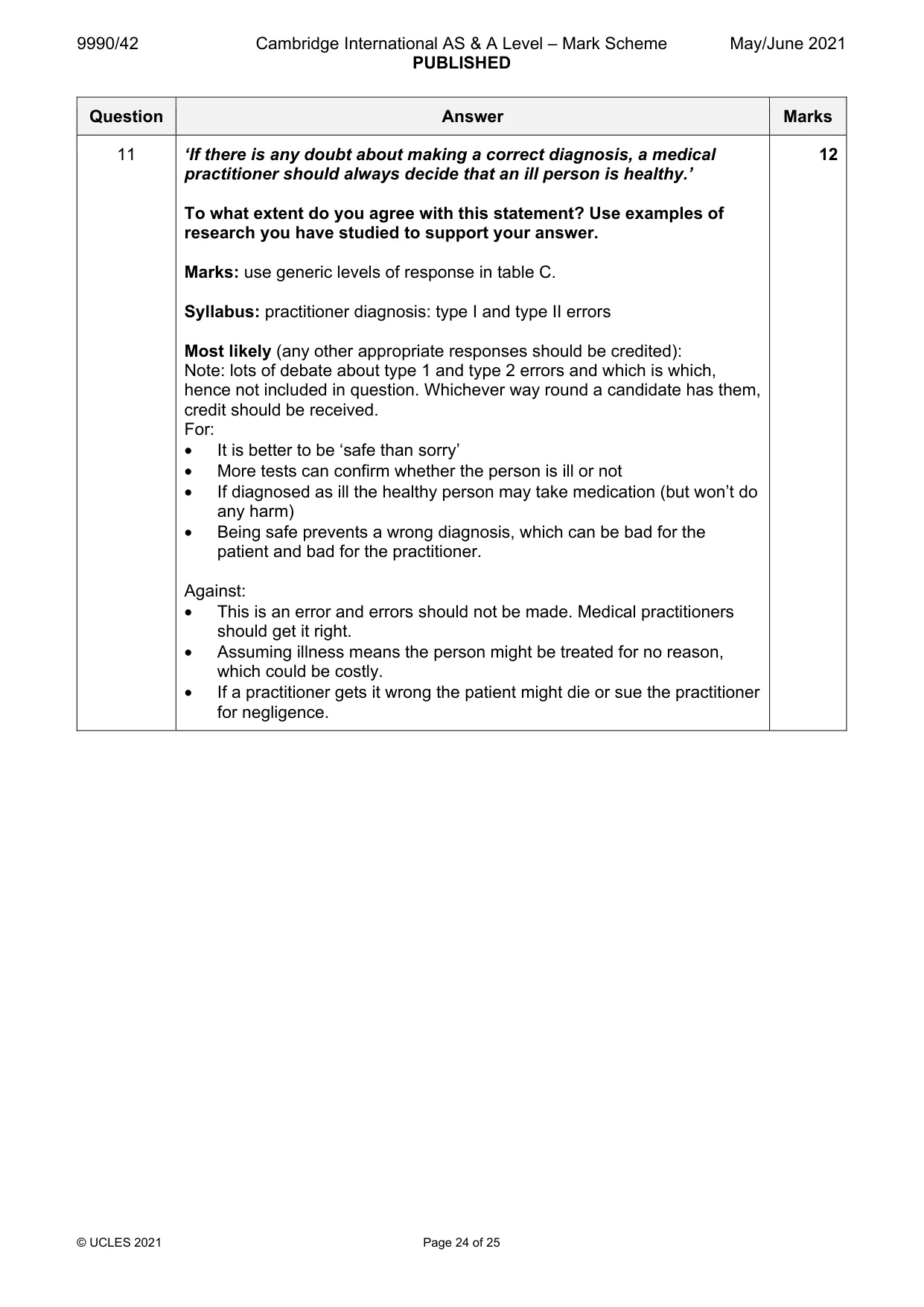 Mark scheme, page 24 of 25
