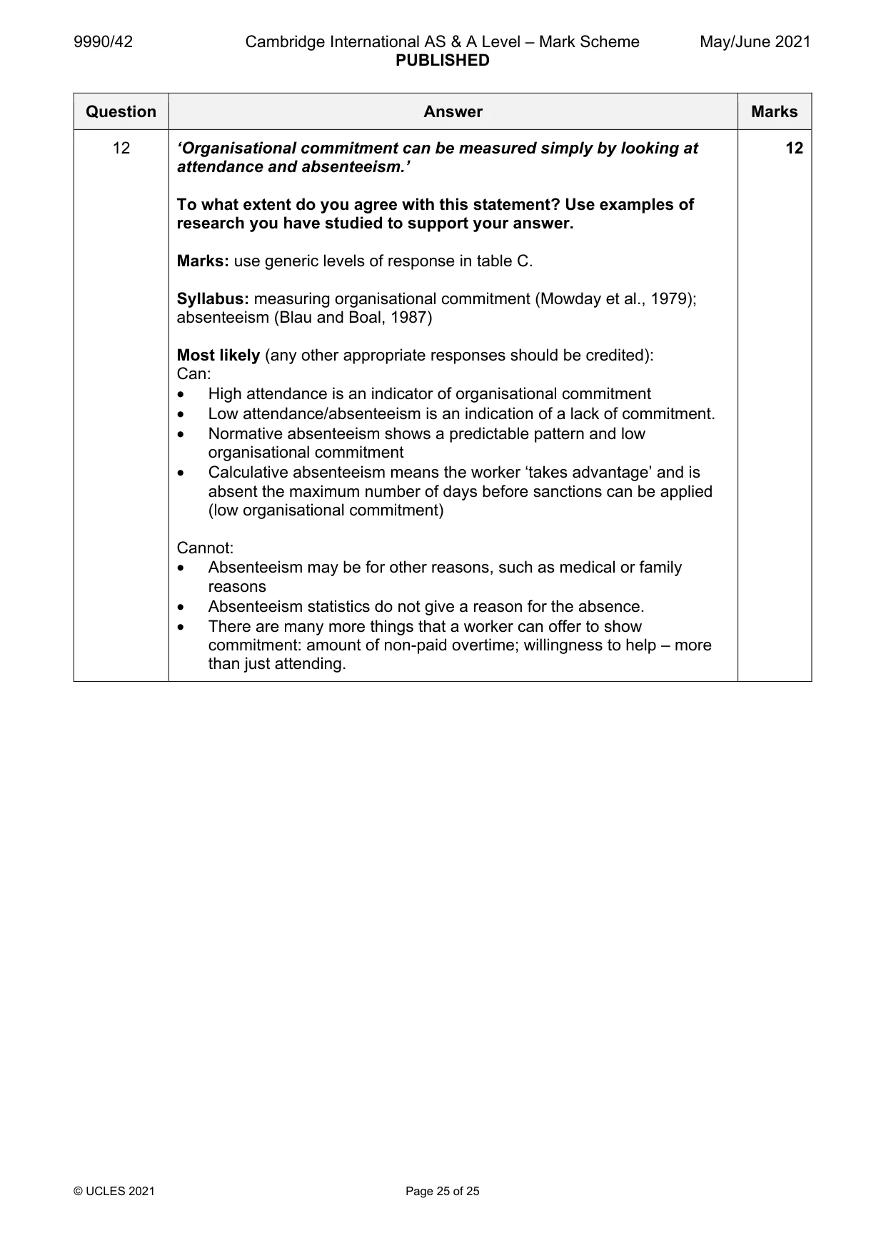 Mark scheme, page 25 of 25