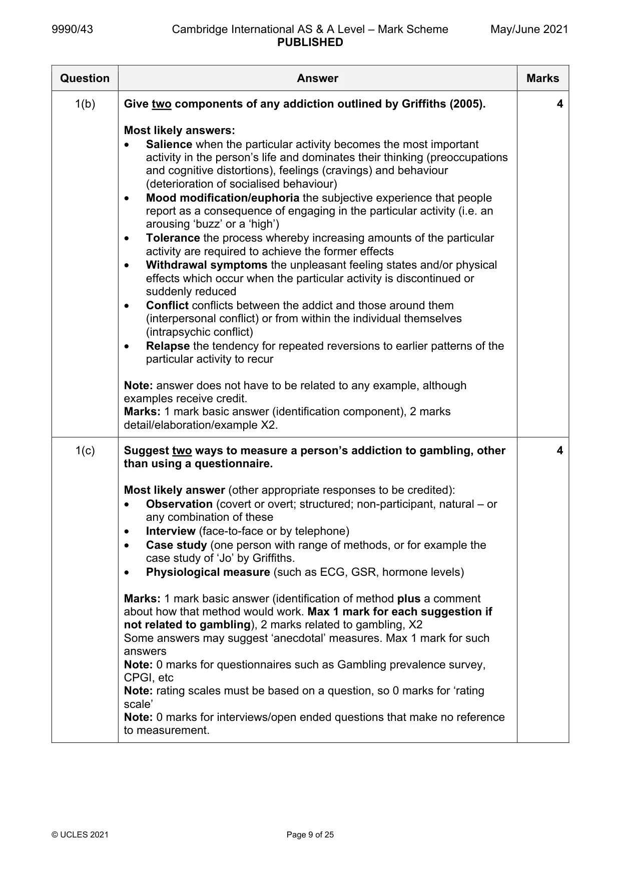 Mark scheme, page 9 of 25