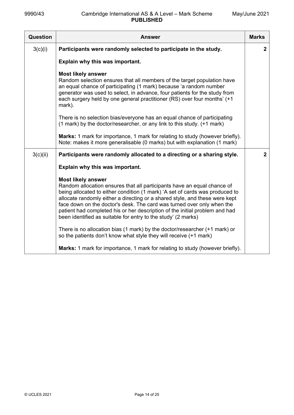 Mark scheme, page 14 of 25