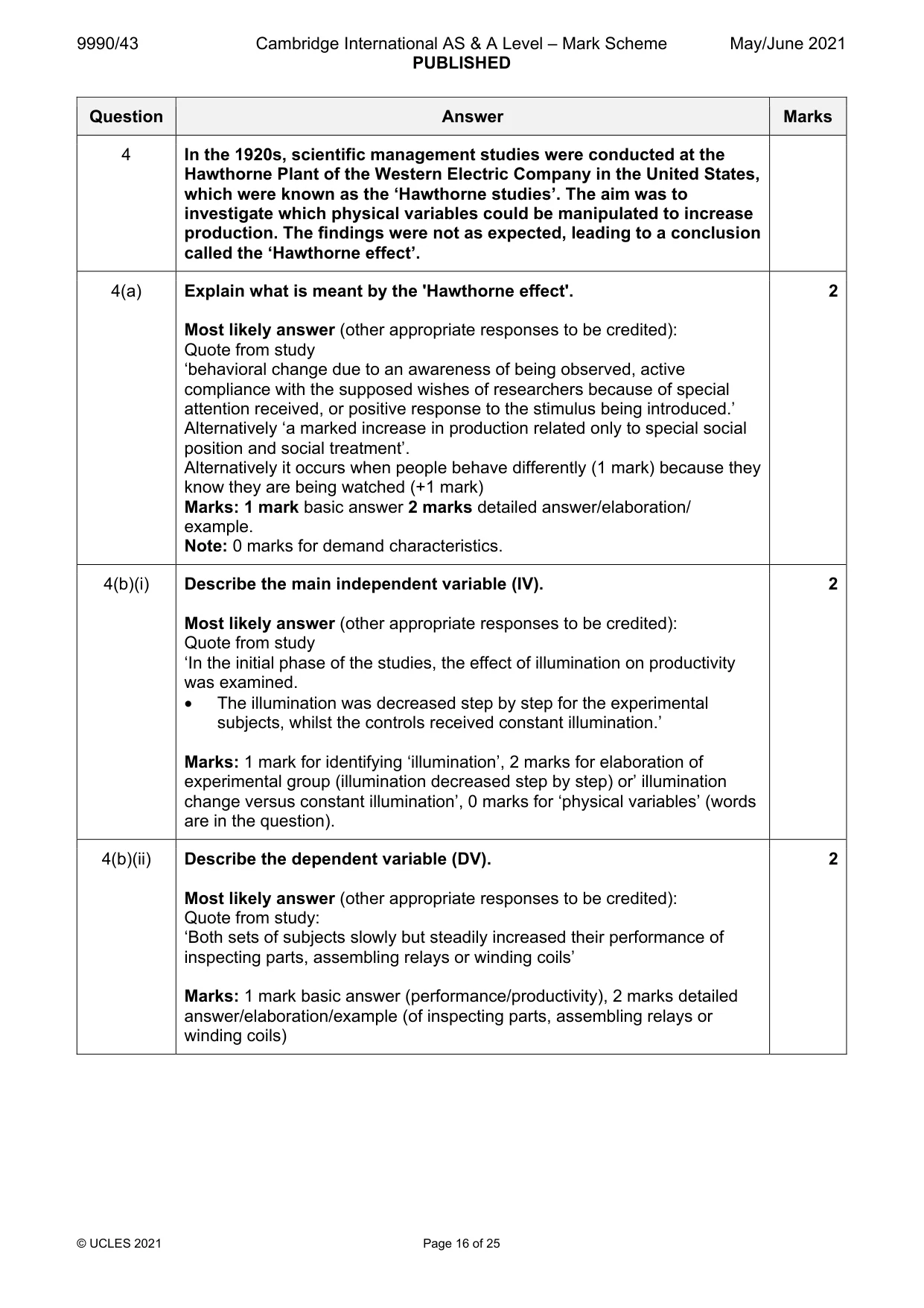 Mark scheme, page 16 of 25