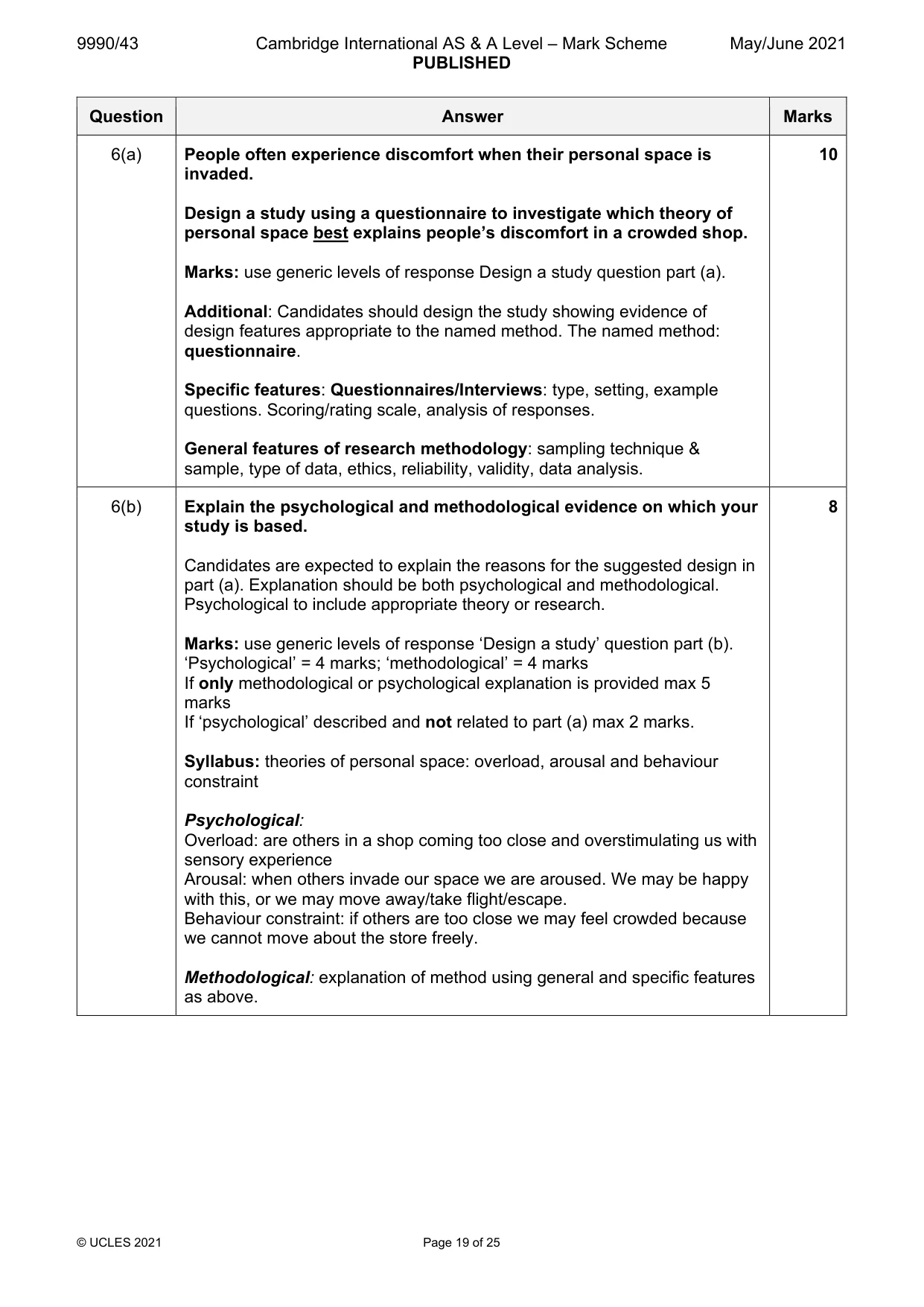Mark scheme, page 19 of 25