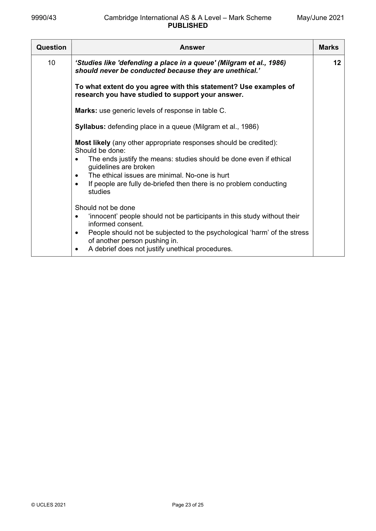 Mark scheme, page 23 of 25