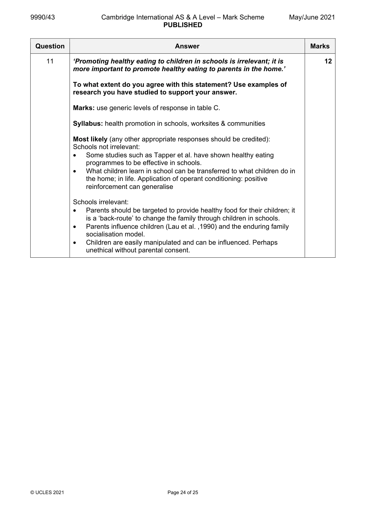 Mark scheme, page 24 of 25