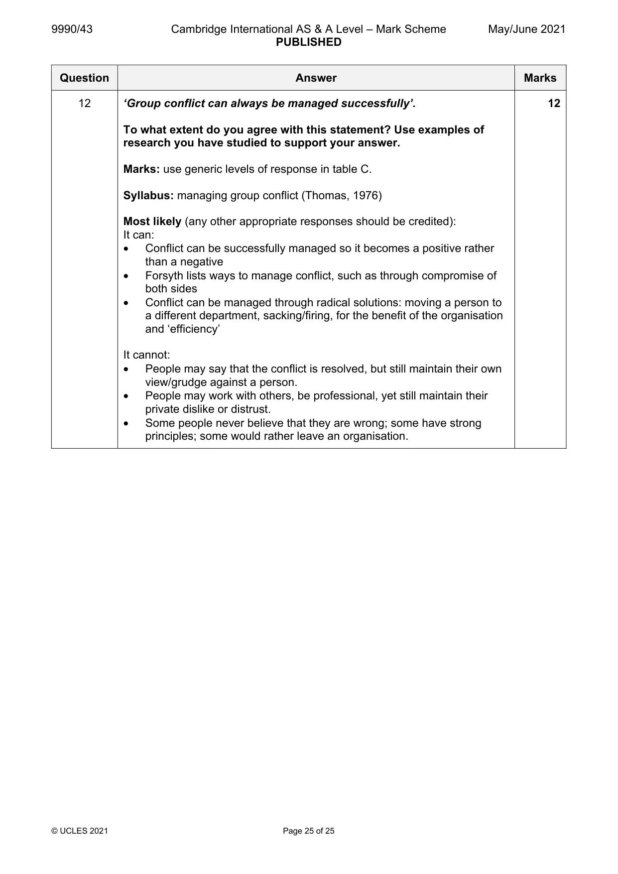 Mark scheme, page 25 of 25