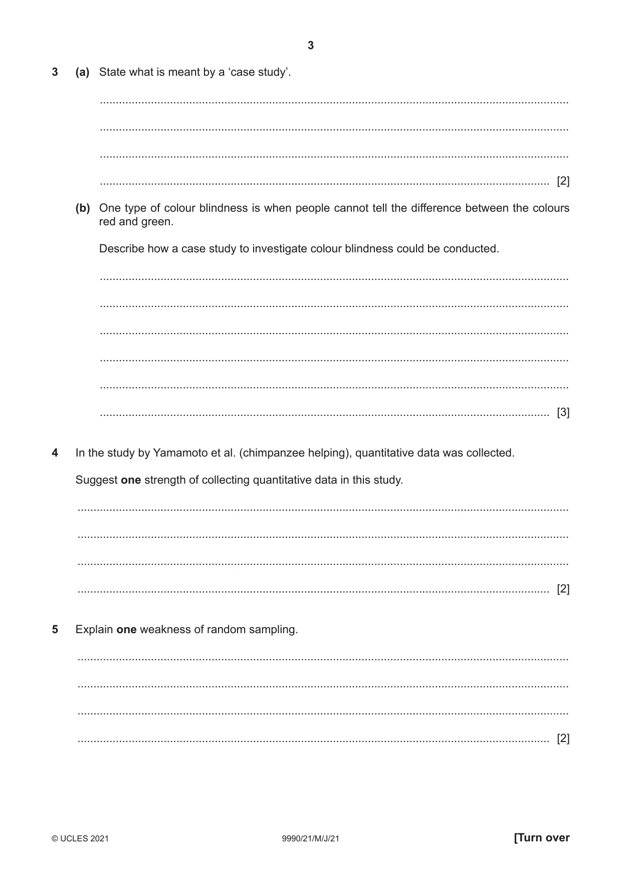 Cambridge A Level Psychology (from 2018) 9990 2021 May/June Paper 2 · Variant 1 question paper, page 3 of 12