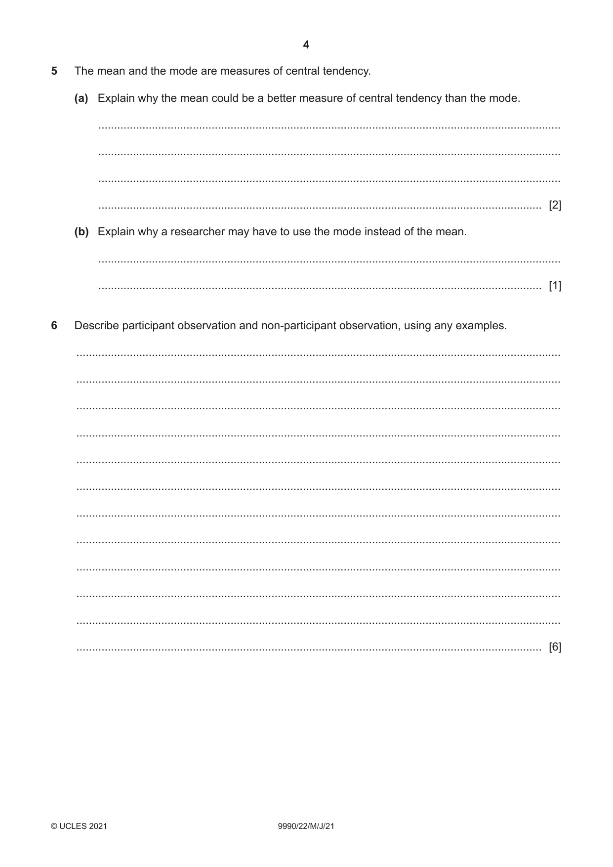 Cambridge A Level Psychology (from 2018) 9990 2021 May/June Paper 2 · Variant 2 question paper, page 4 of 12