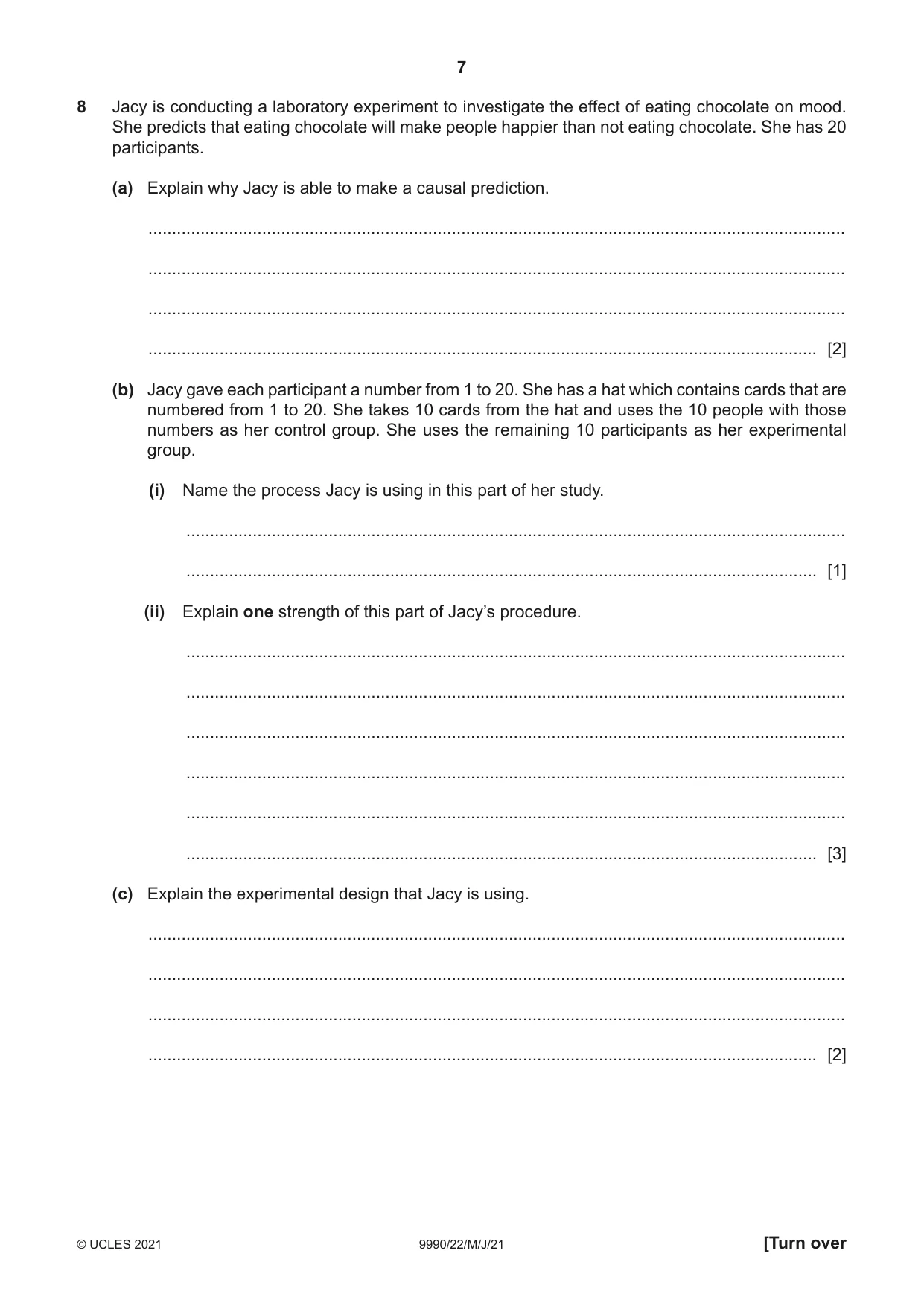 Cambridge A Level Psychology (from 2018) 9990 2021 May/June Paper 2 · Variant 2 question paper, page 7 of 12