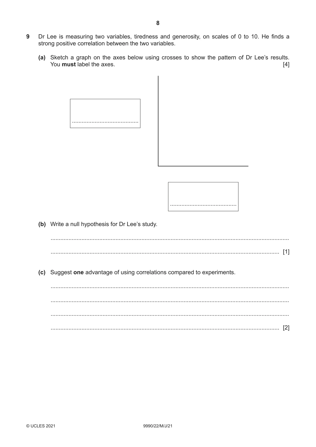 Cambridge A Level Psychology (from 2018) 9990 2021 May/June Paper 2 · Variant 2 question paper, page 8 of 12