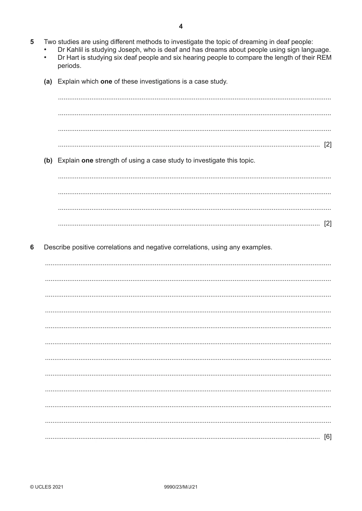 Cambridge A Level Psychology (from 2018) 9990 2021 May/June Paper 2 · Variant 3 question paper, page 4 of 12