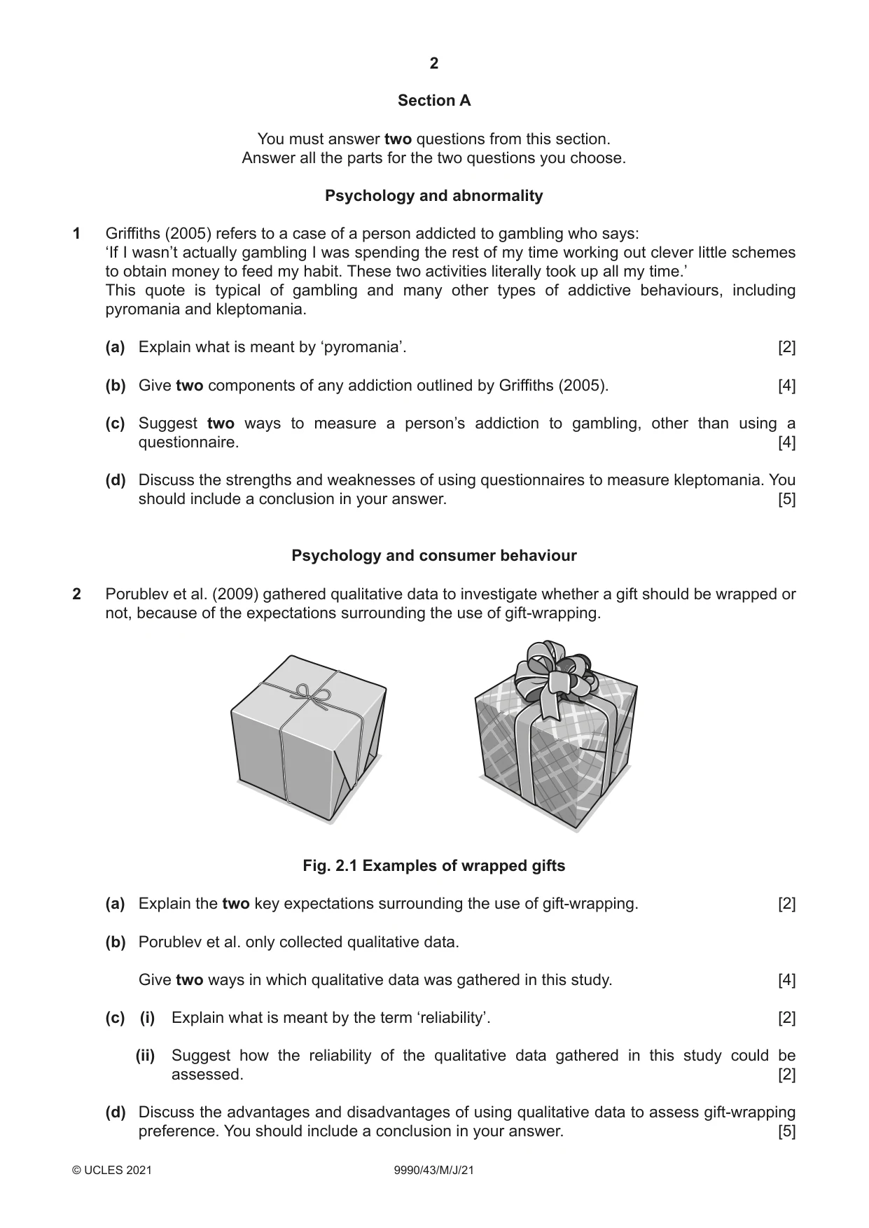 Cambridge A Level Psychology (from 2018) 9990 2021 May/June Paper 4 · Variant 3 question paper, page 2 of 8