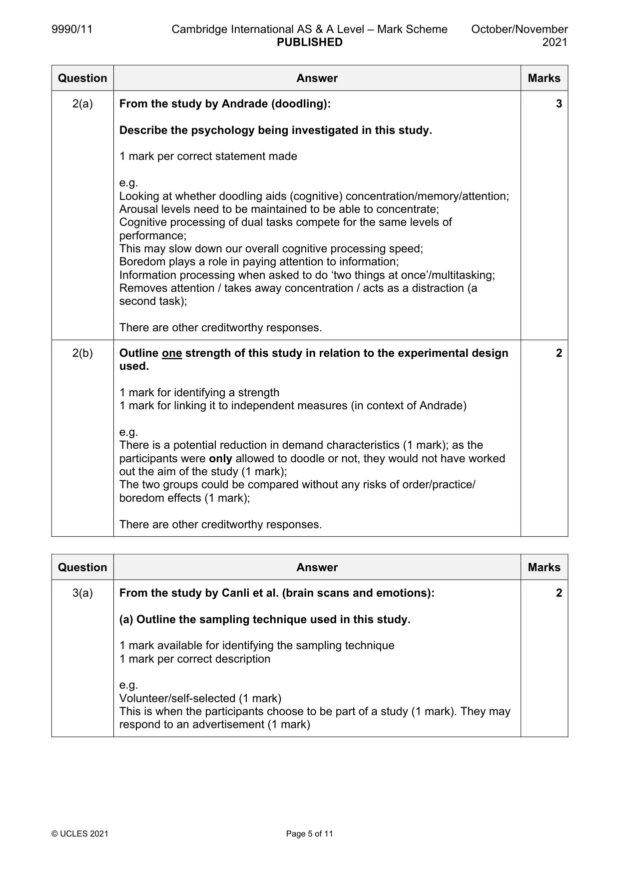 Mark scheme, page 5 of 11