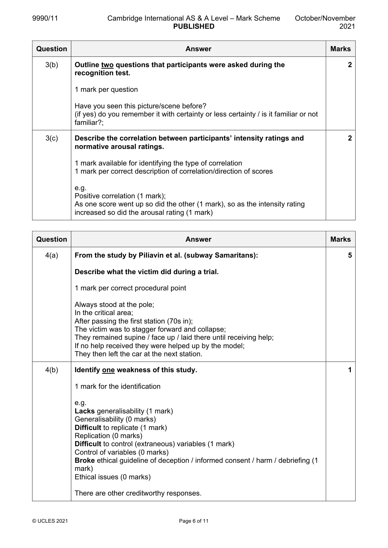 Mark scheme, page 6 of 11