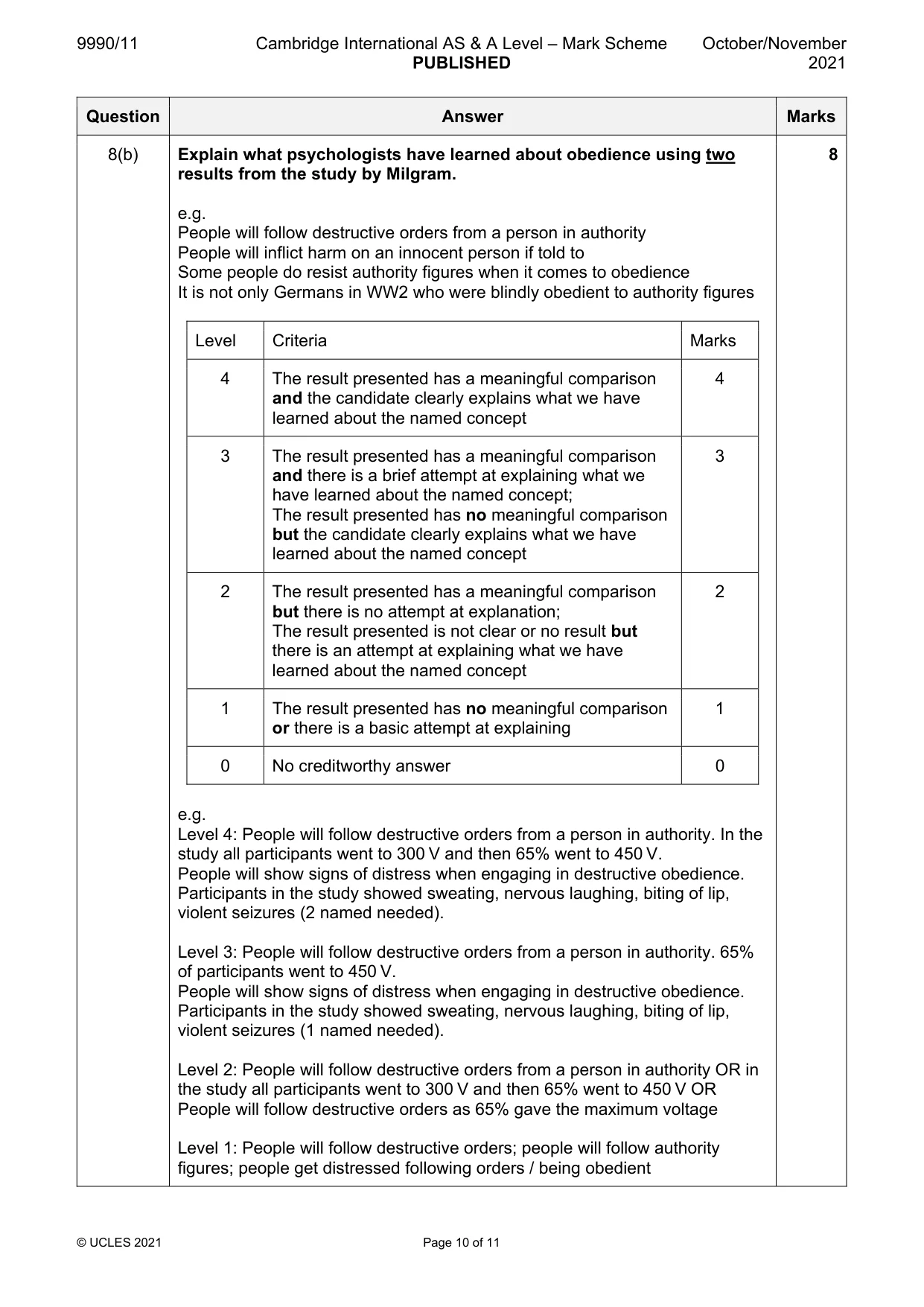 Mark scheme, page 10 of 11