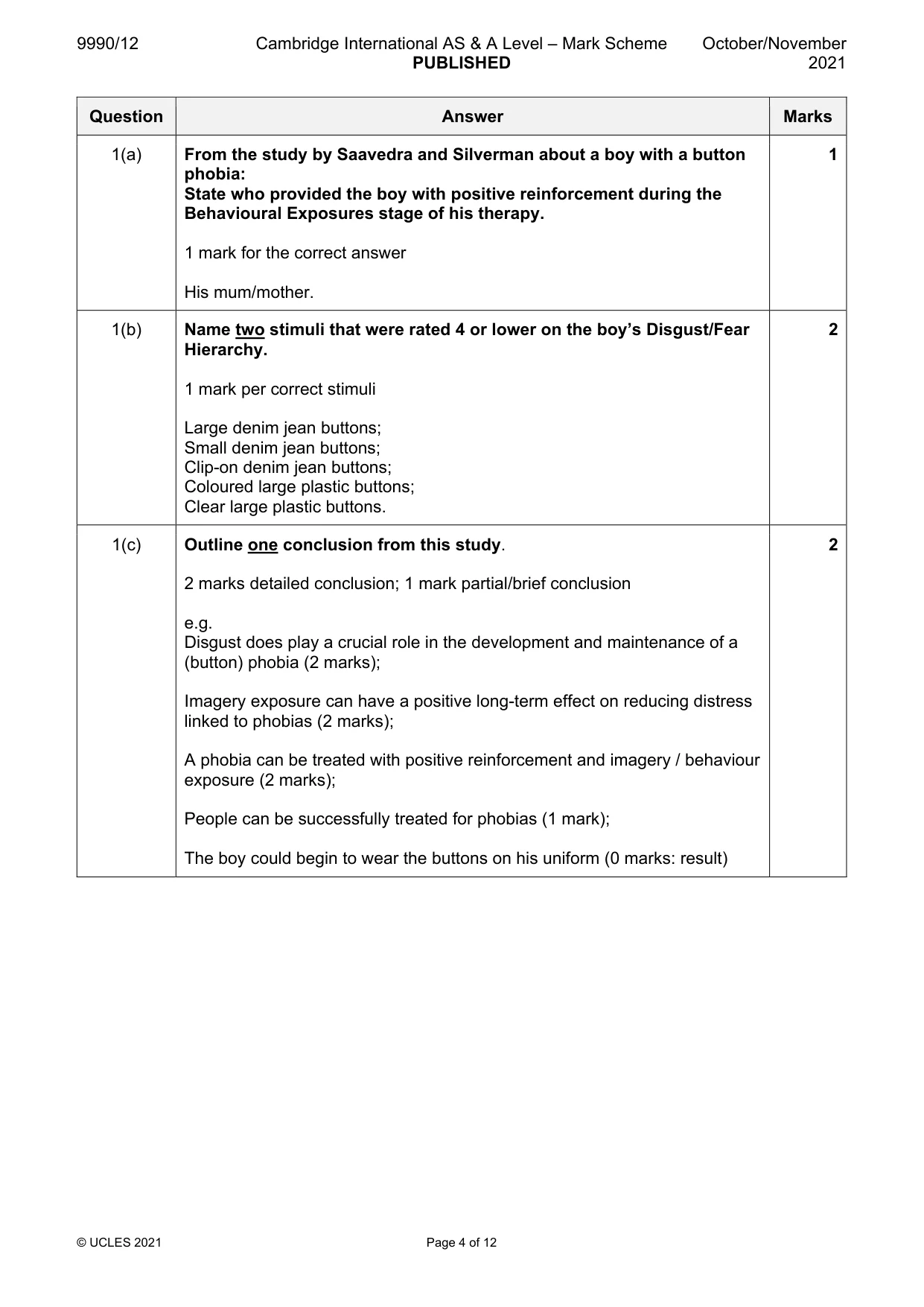 Mark scheme, page 4 of 12