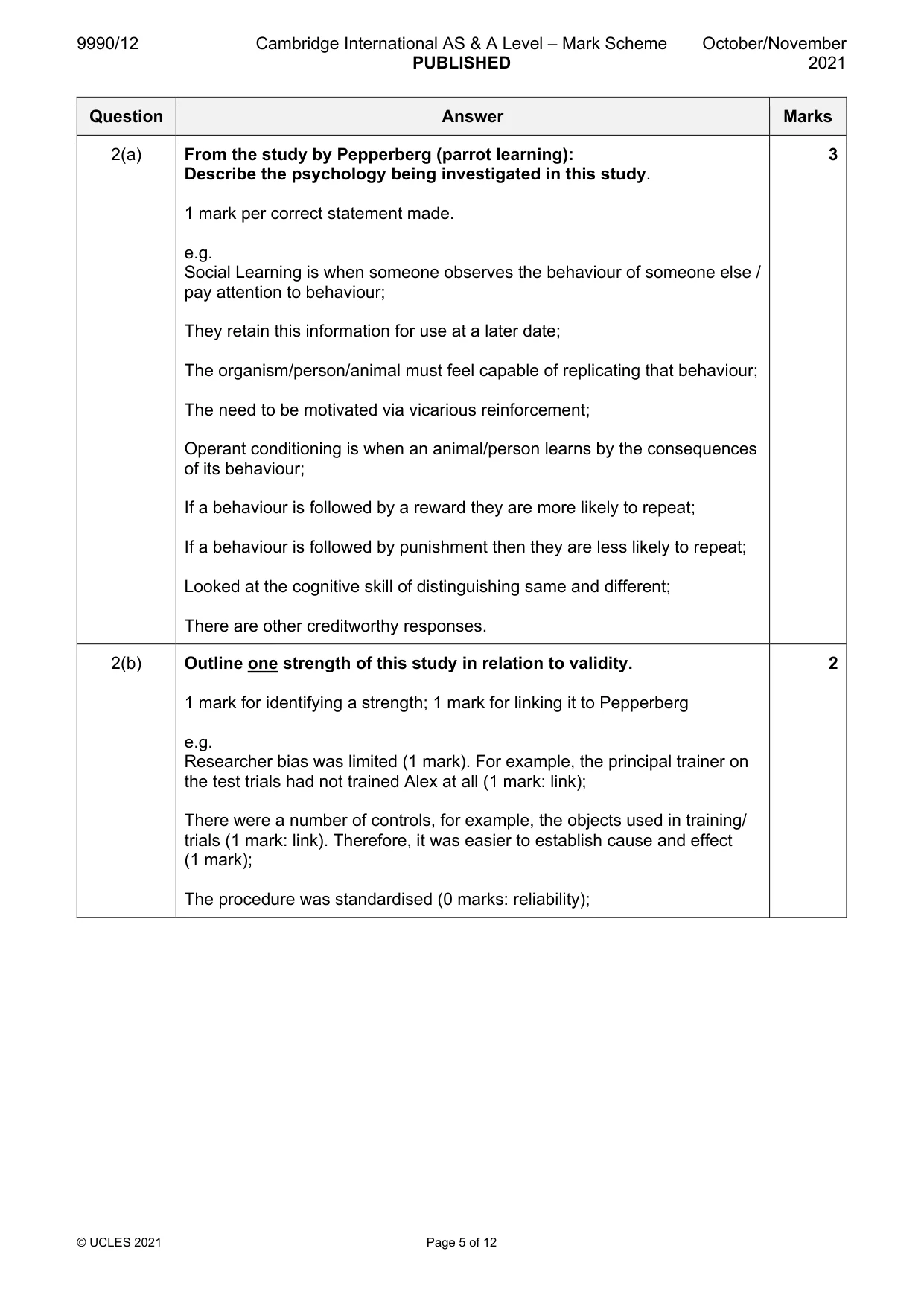 Mark scheme, page 5 of 12