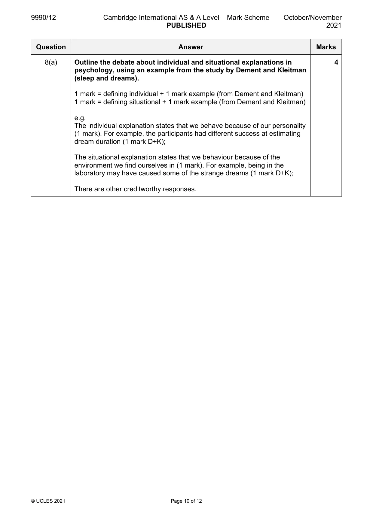 Mark scheme, page 10 of 12