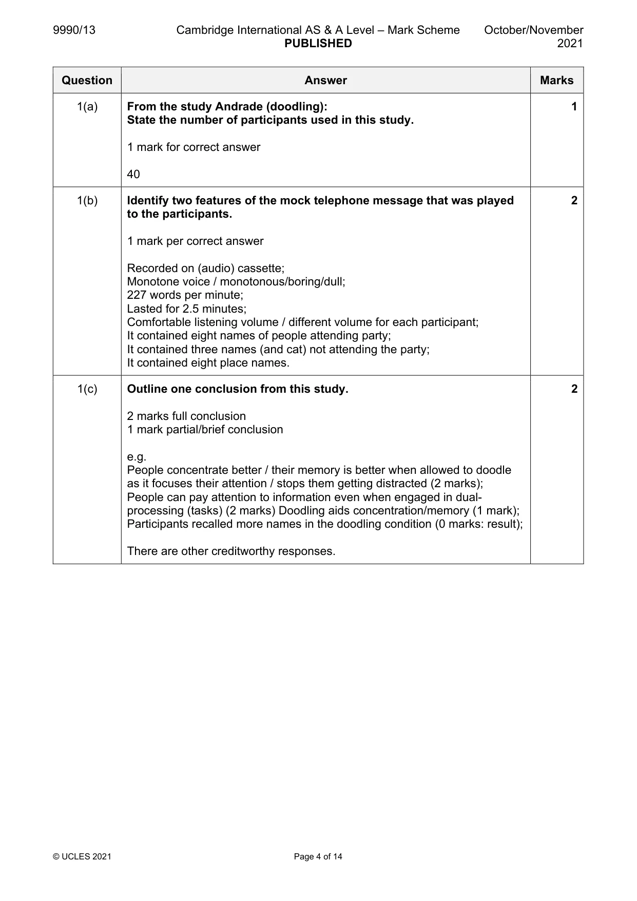 Mark scheme, page 4 of 14