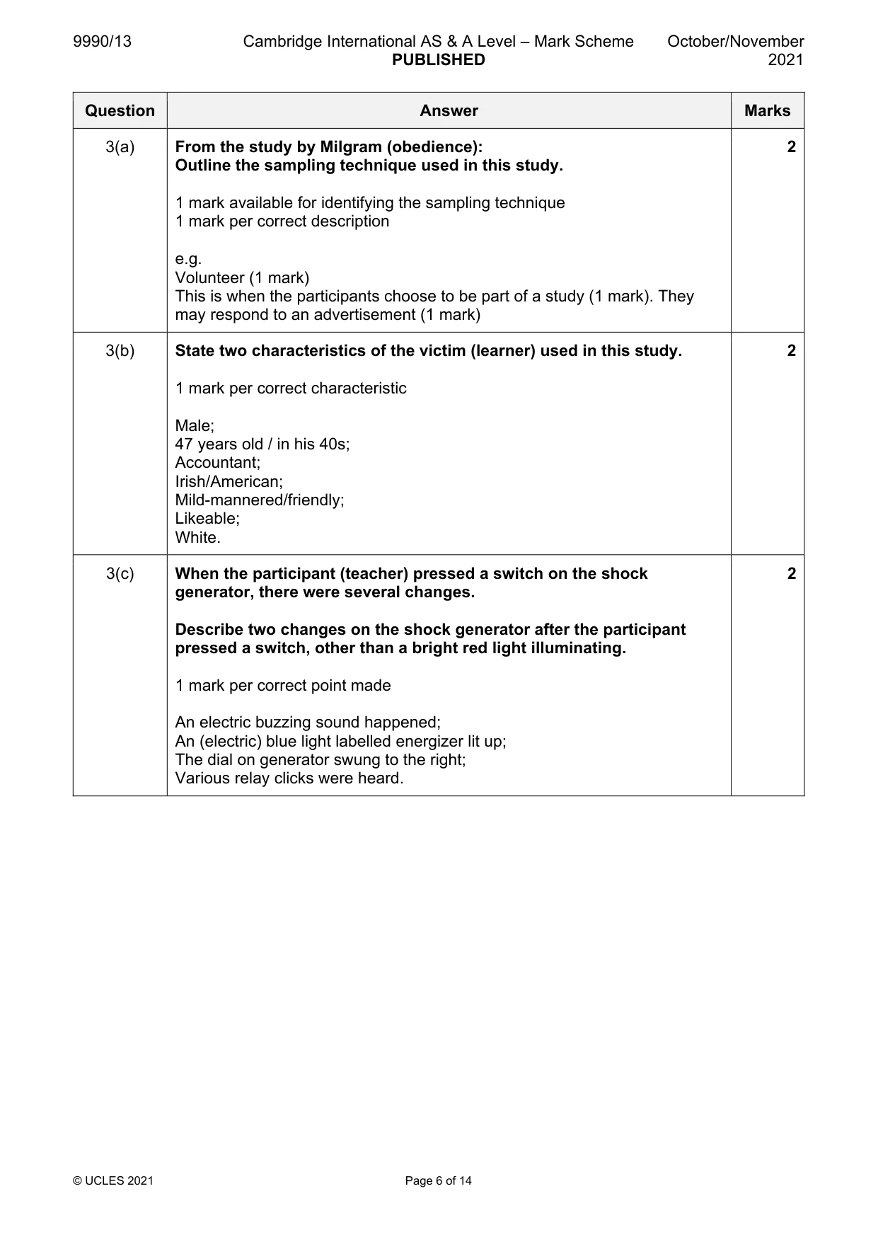 Mark scheme, page 6 of 14