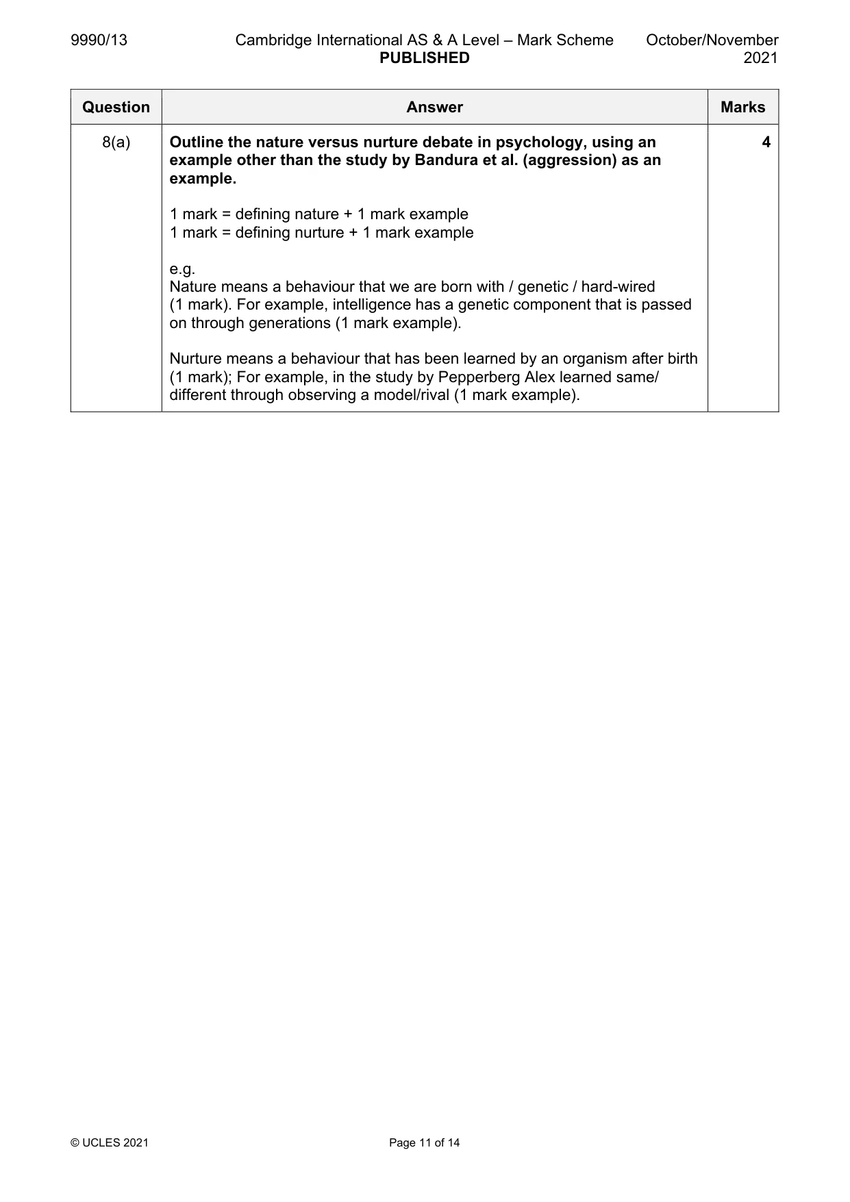 Mark scheme, page 11 of 14