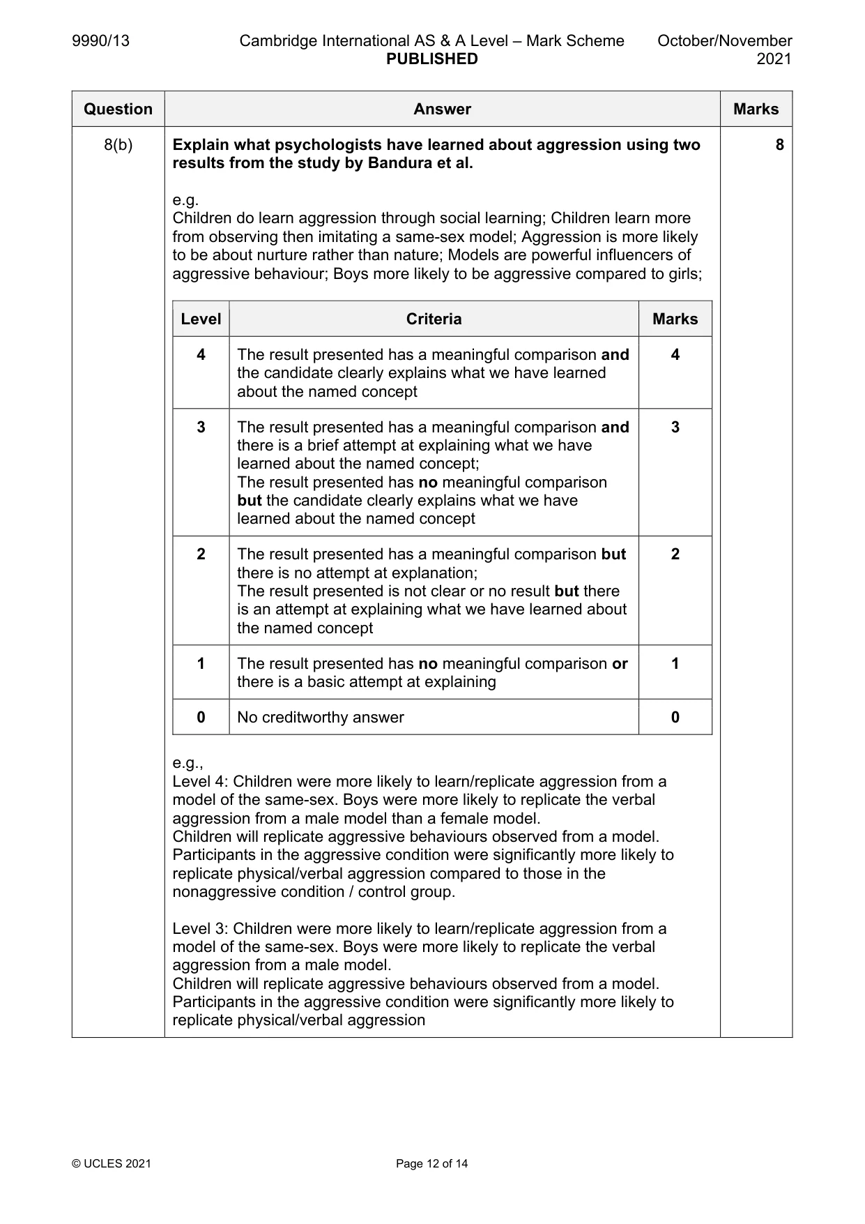 Mark scheme, page 12 of 14