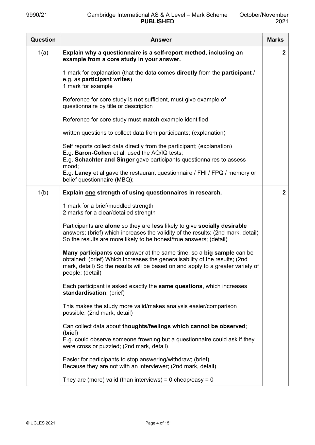 Mark scheme, page 4 of 15