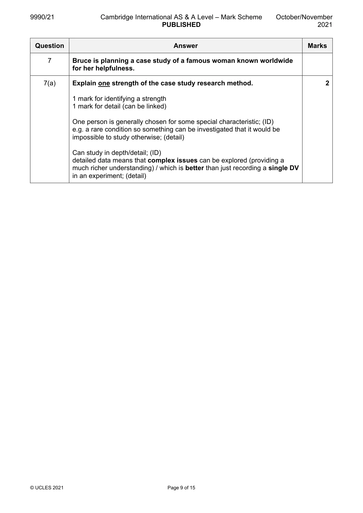 Mark scheme, page 9 of 15