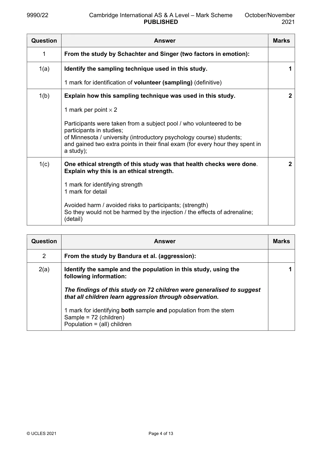 Mark scheme, page 4 of 13