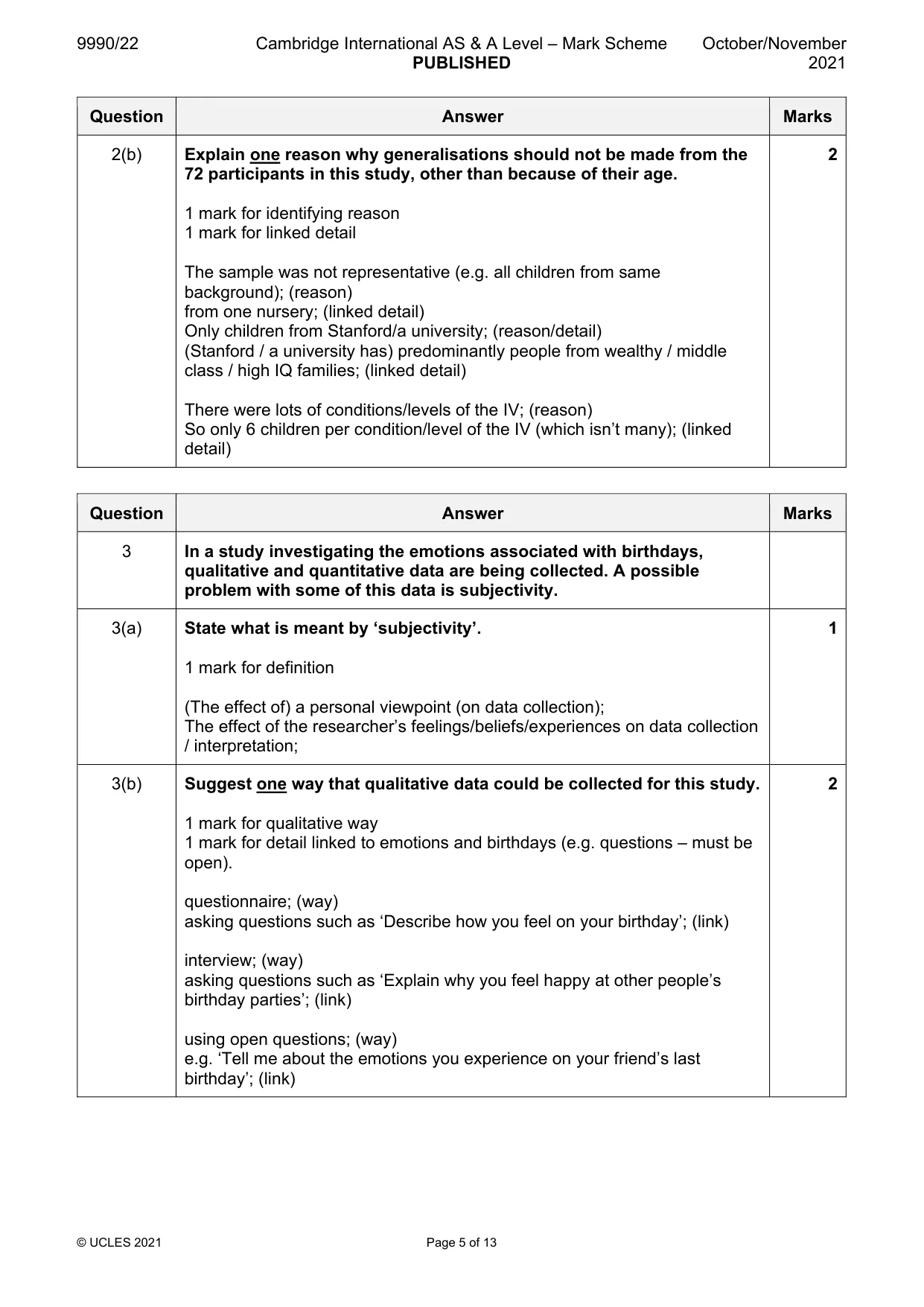 Mark scheme, page 5 of 13