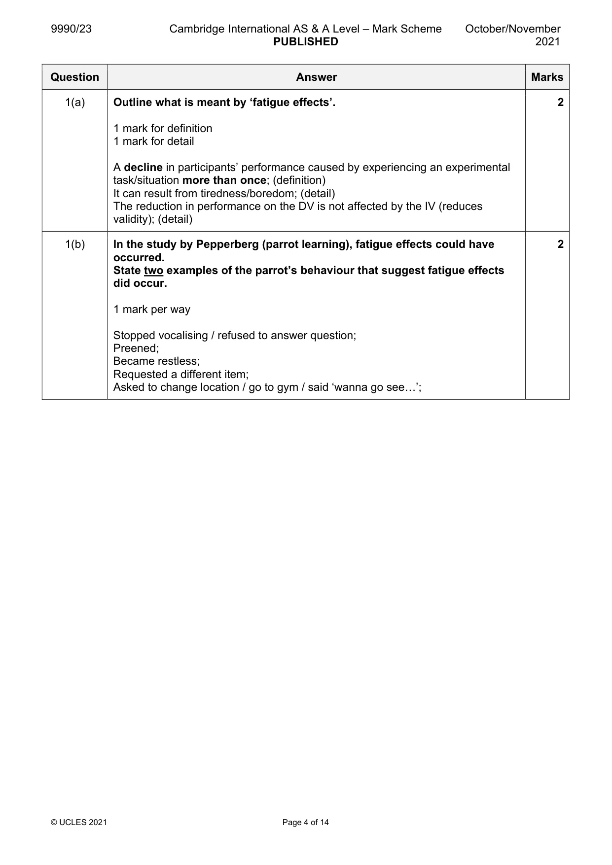 Mark scheme, page 4 of 14