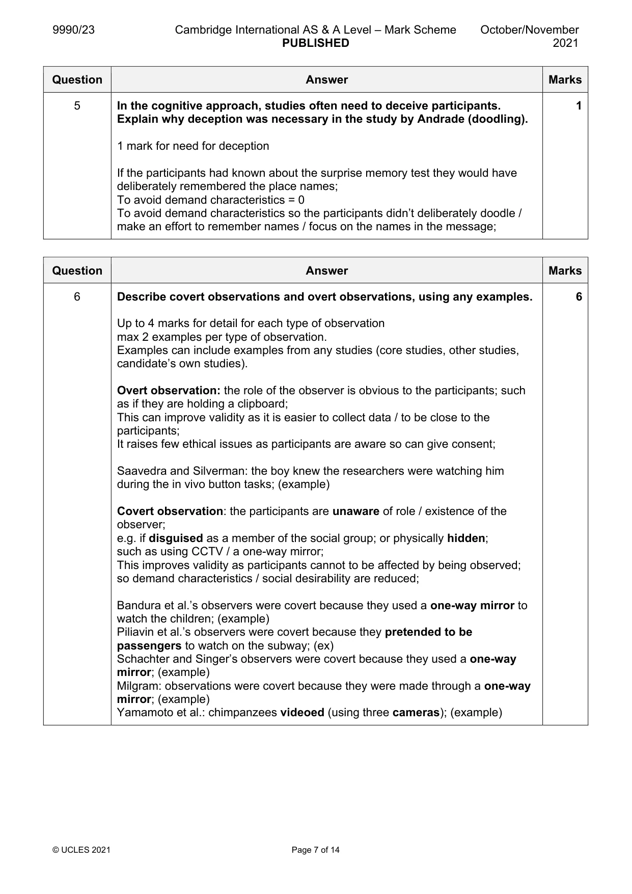 Mark scheme, page 7 of 14