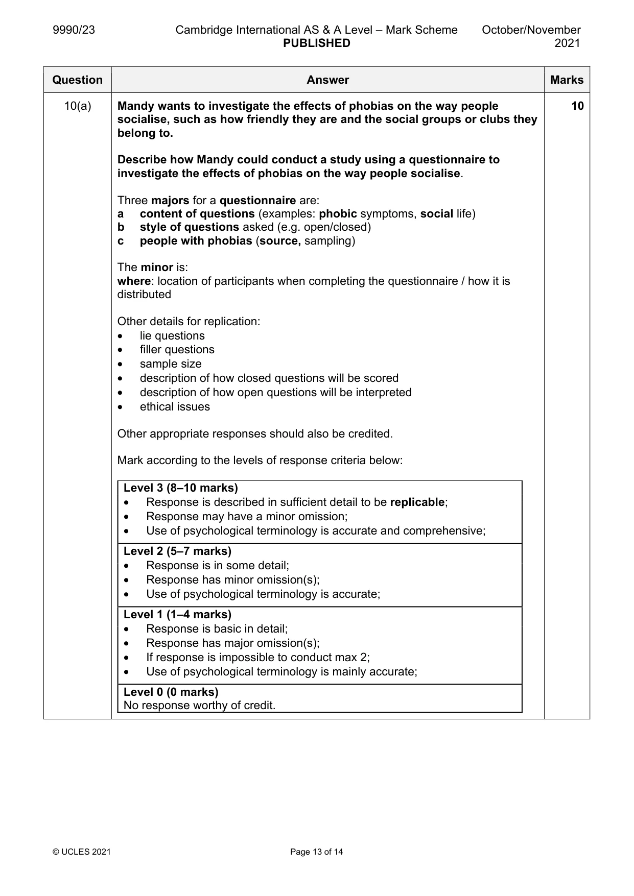 Mark scheme, page 13 of 14
