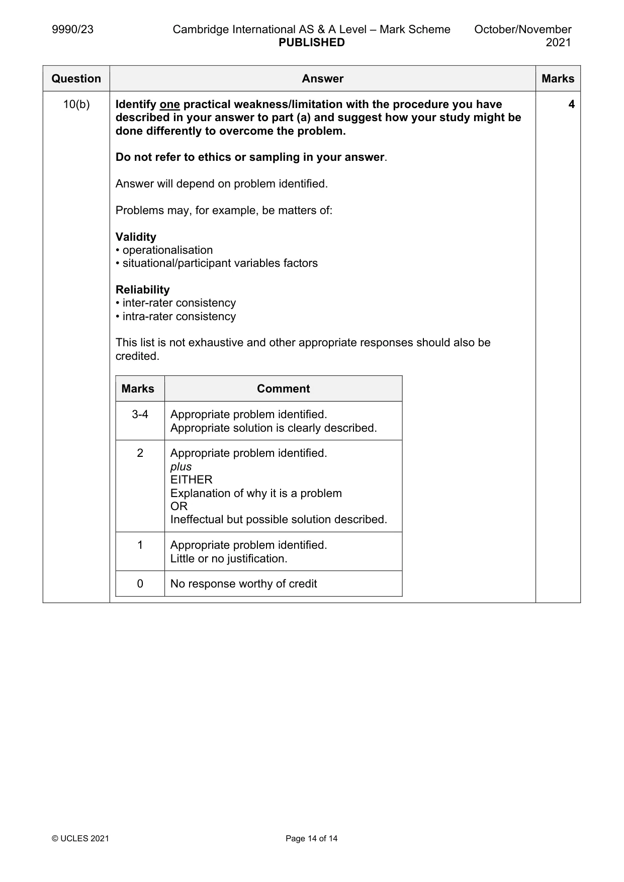 Mark scheme, page 14 of 14